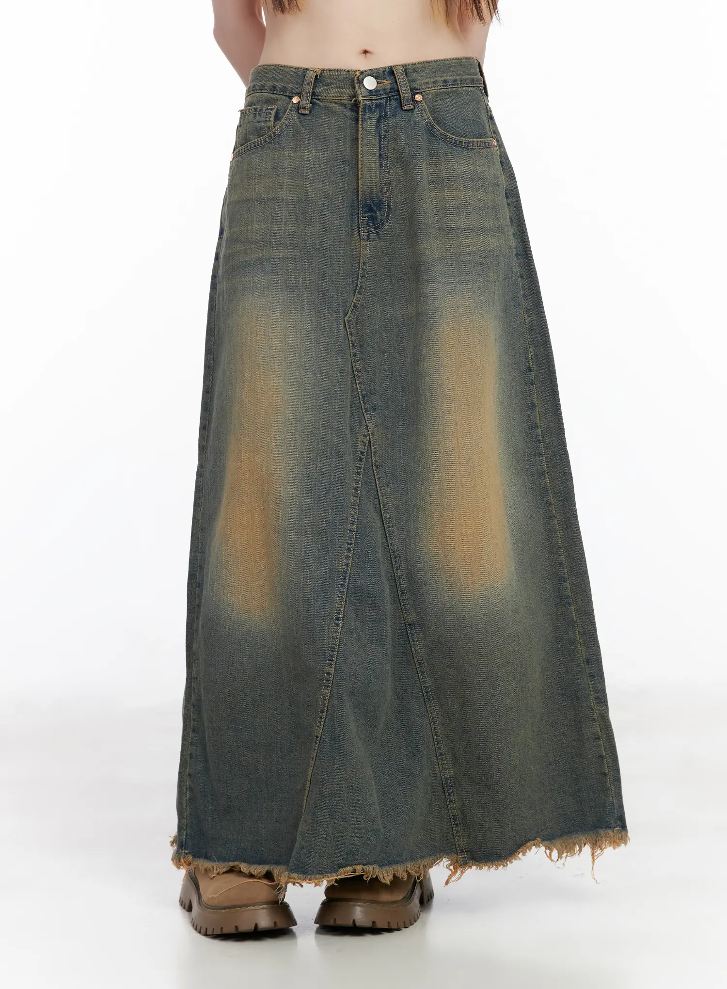 Distressed Maxi Denim Skirt CM525 - Image 2