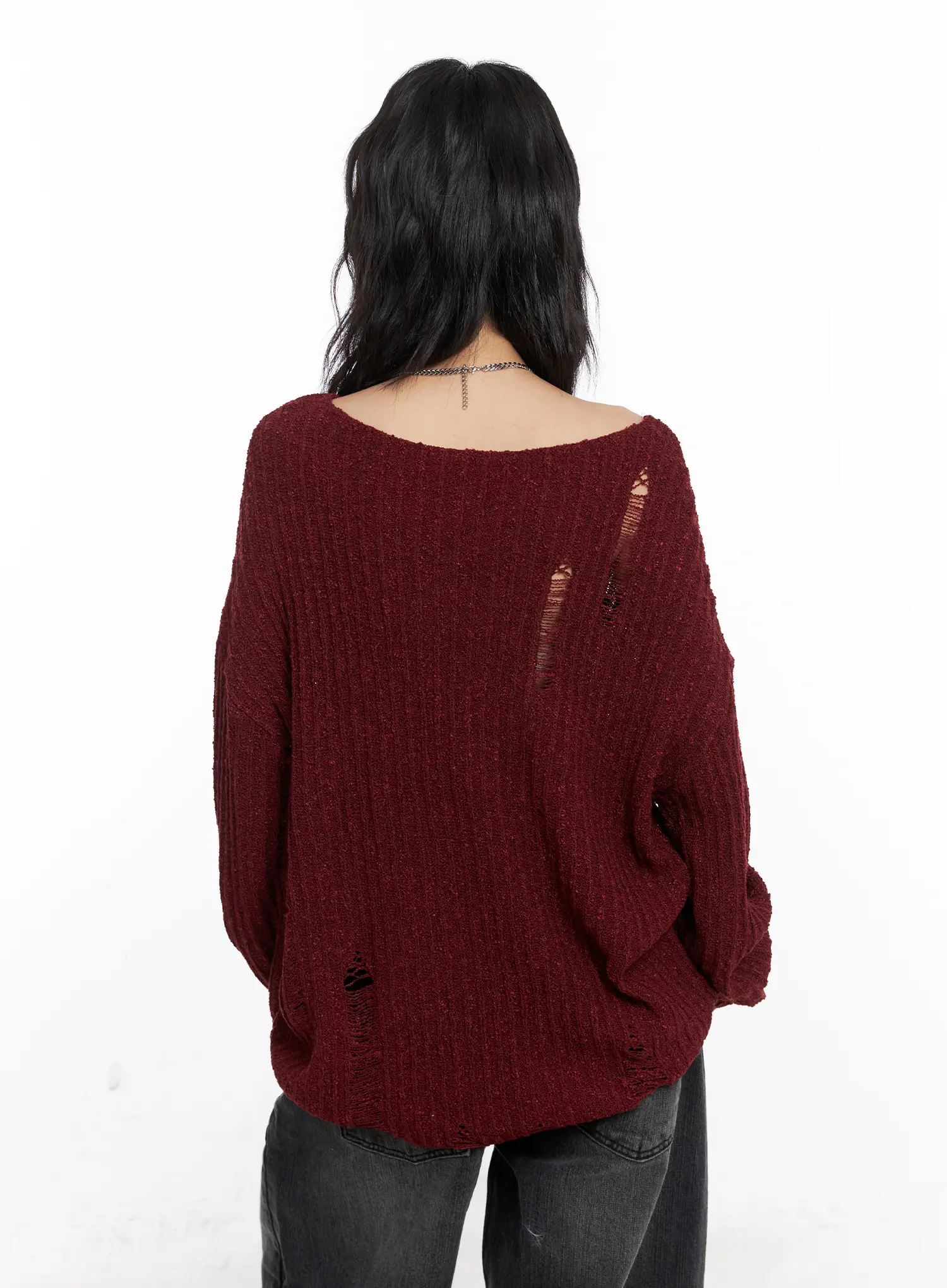 Distressed Off-Shoulder Sweater CC1809 - Image 7