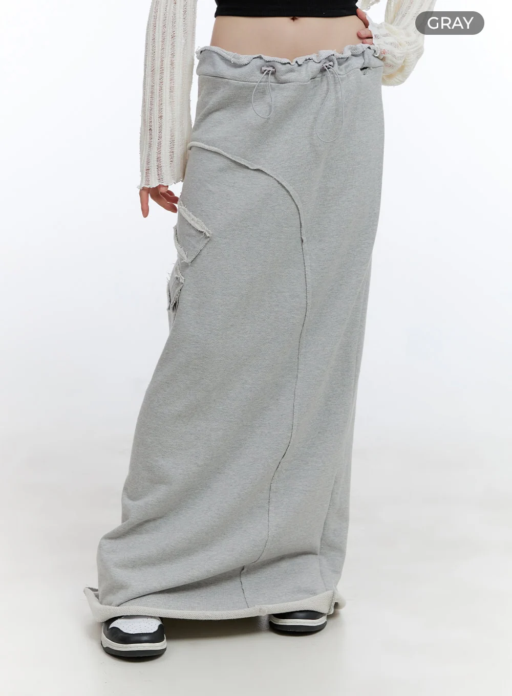 Distressed Sweat Maxi Skirt CG413 - Image 10