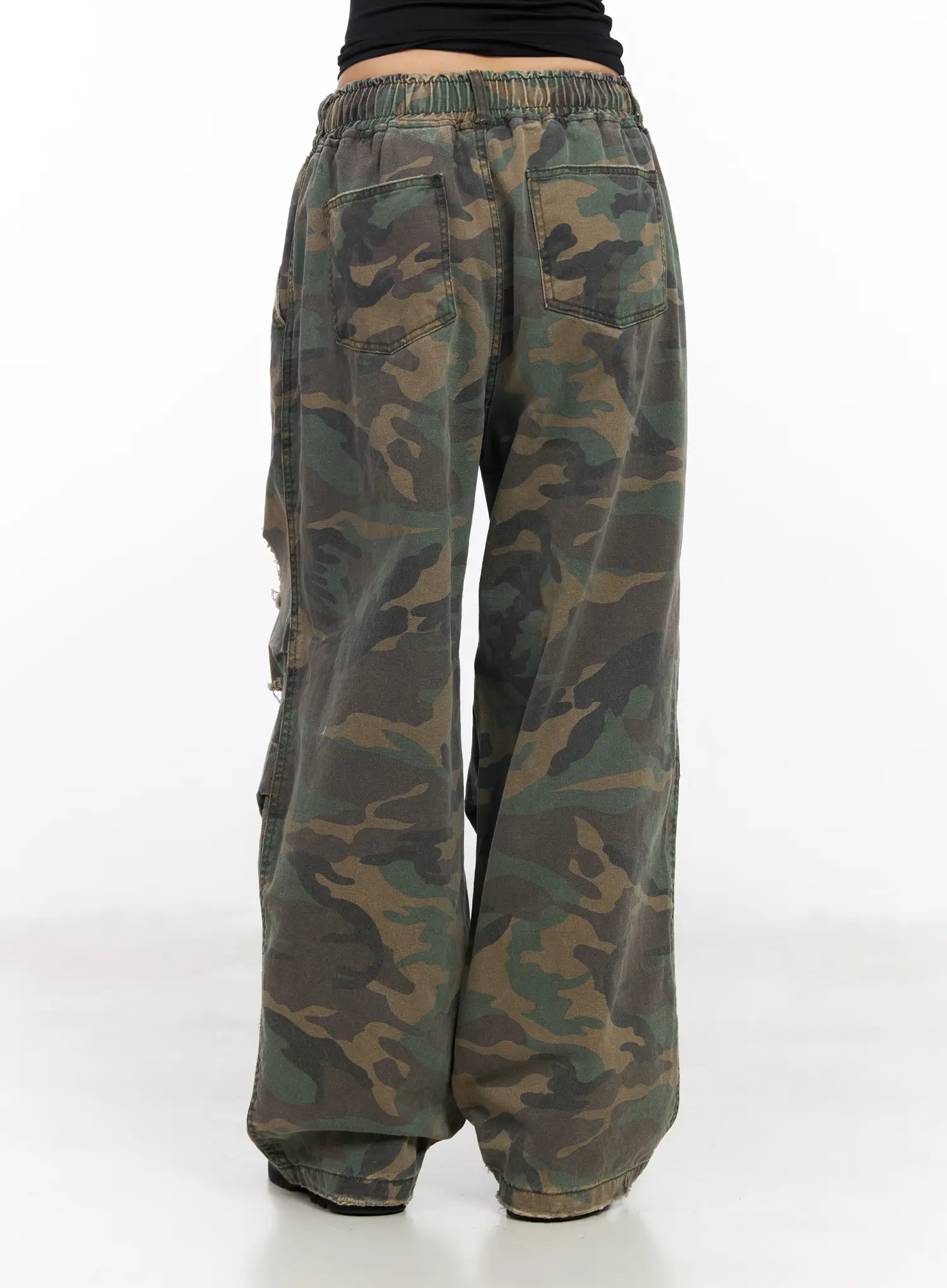 Distressed Wide-Leg Camo Pants CF527 - Image 7