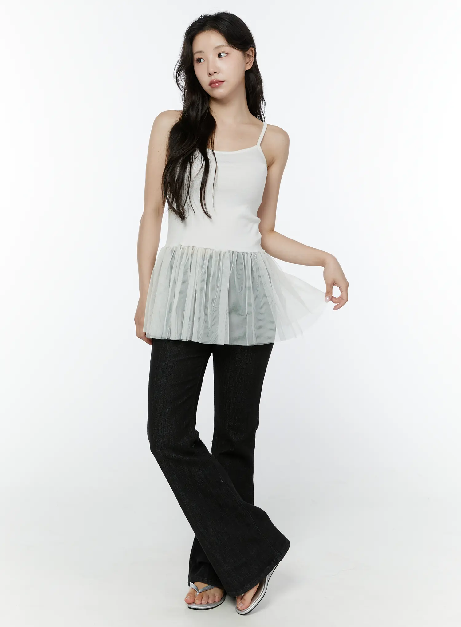 Dohee Non-Fade Contrast Stitch Bootcut Pants IY511 - Image 4
