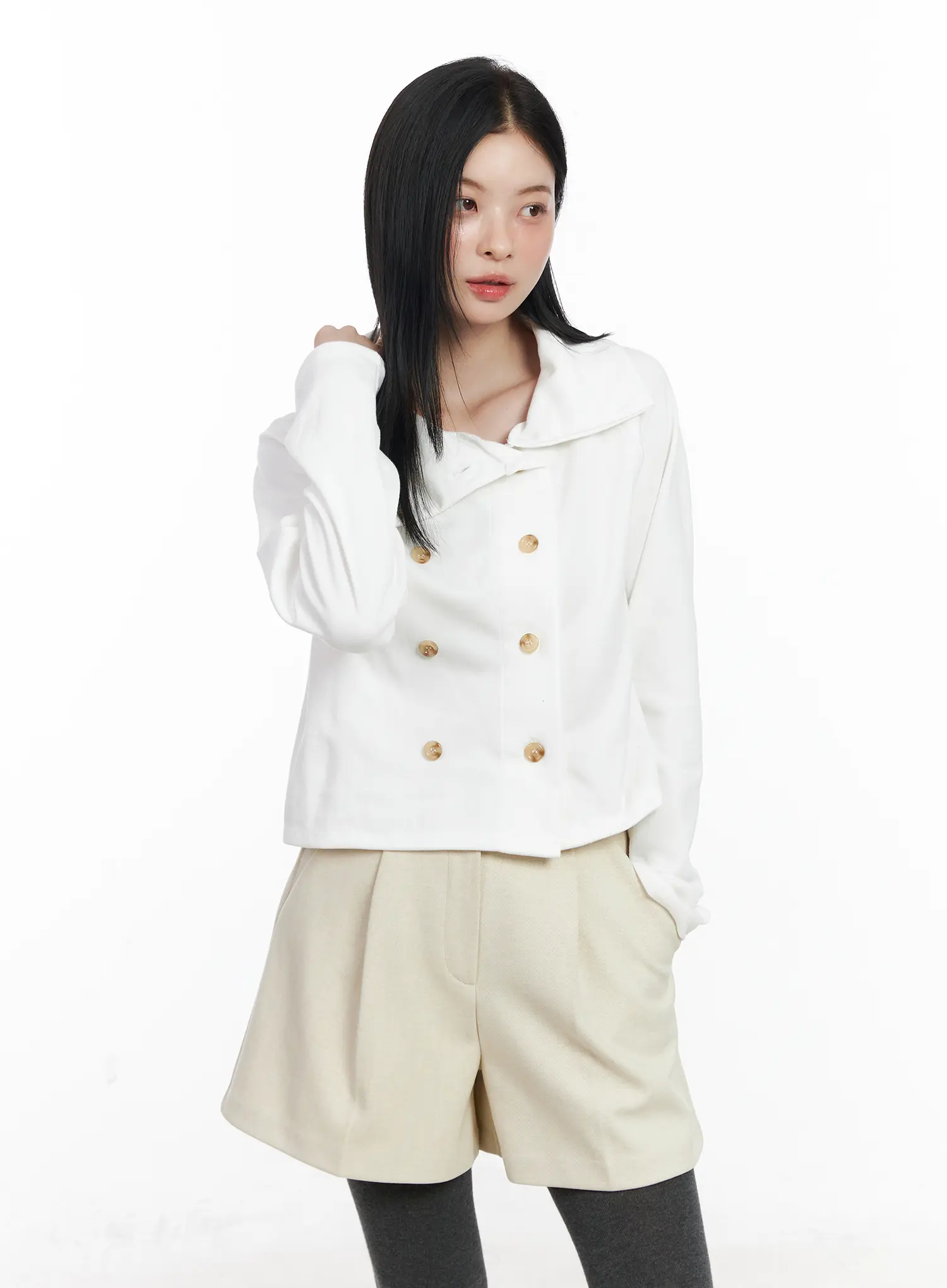 Double-Breasted High Neck Cardigan CJ519 - Image 10