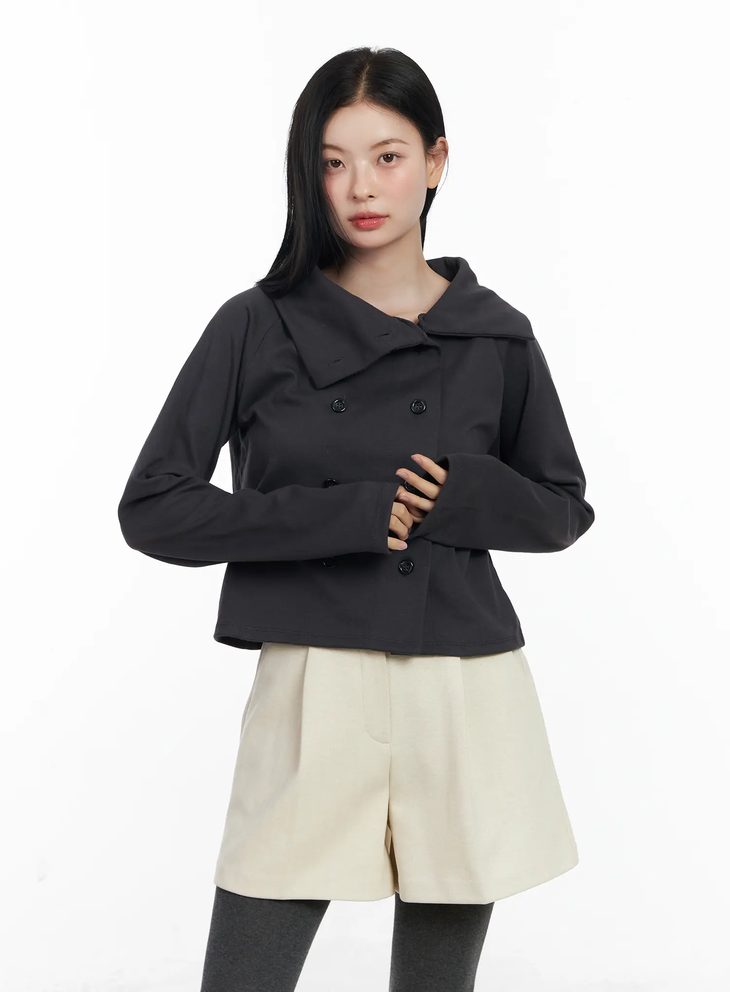 Double-Breasted High Neck Cardigan CJ519 - Image 2