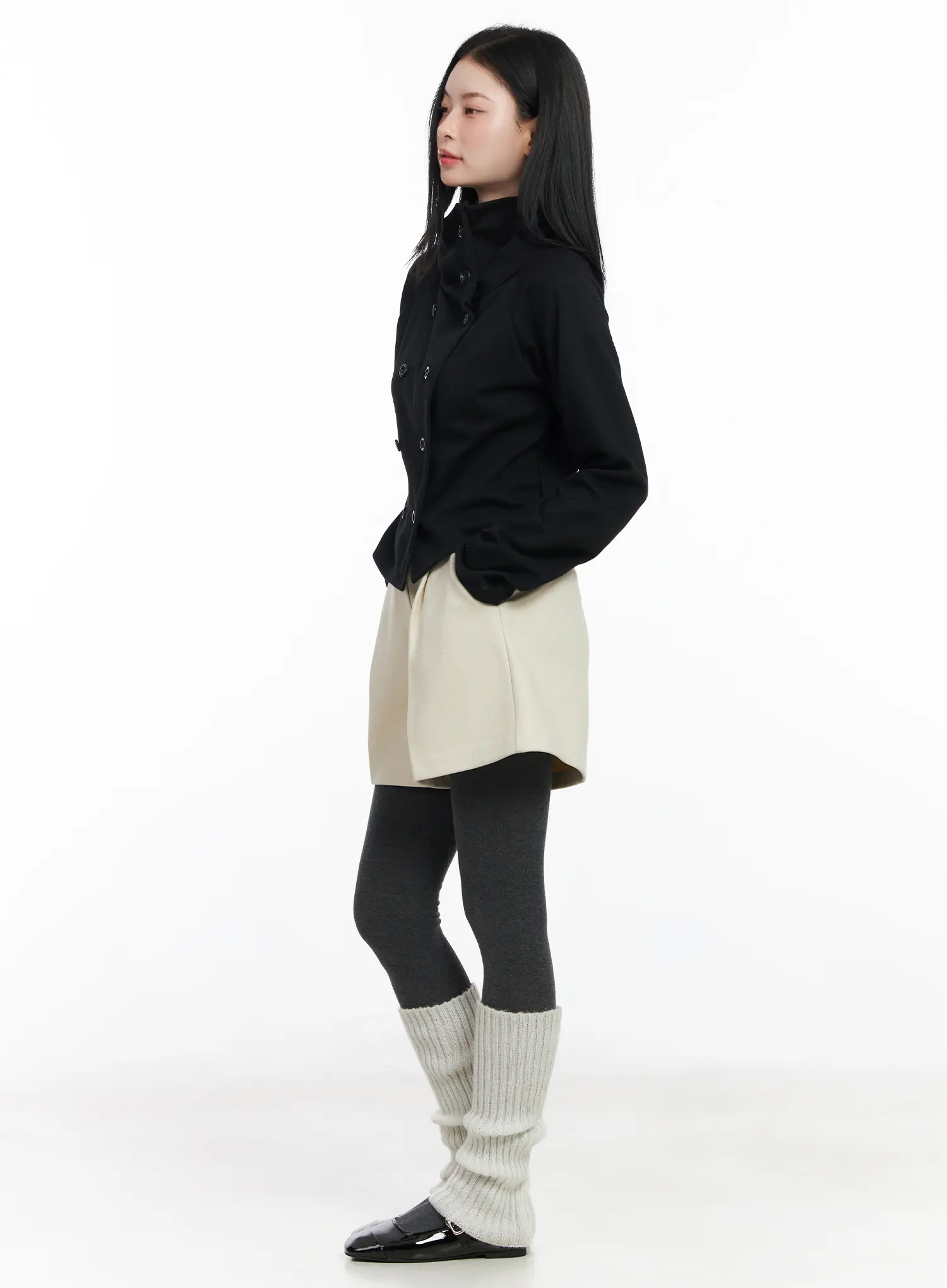 Double-Breasted High Neck Cardigan CJ519 - Image 4