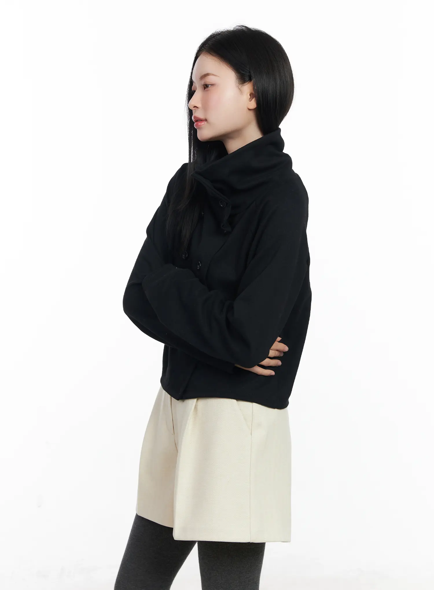 Double-Breasted High Neck Cardigan CJ519 - Image 6