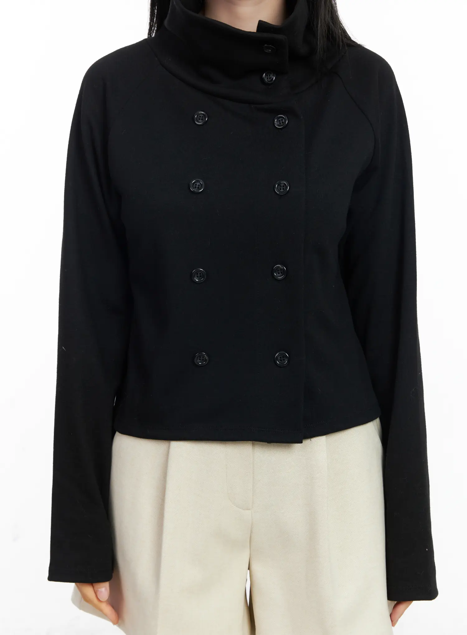 Double-Breasted High Neck Cardigan CJ519 - Image 7