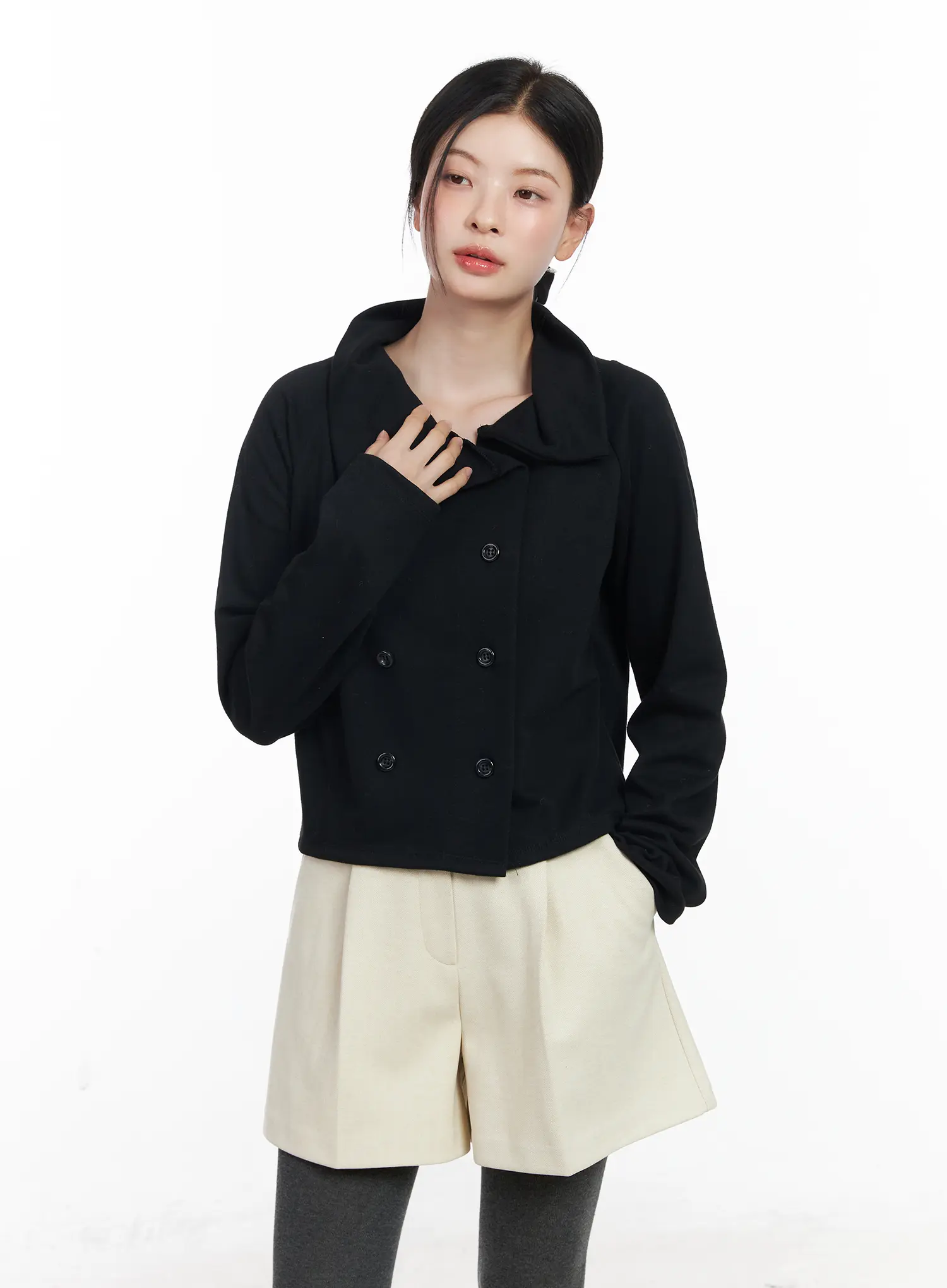 Double-Breasted High Neck Cardigan CJ519 - Image 8
