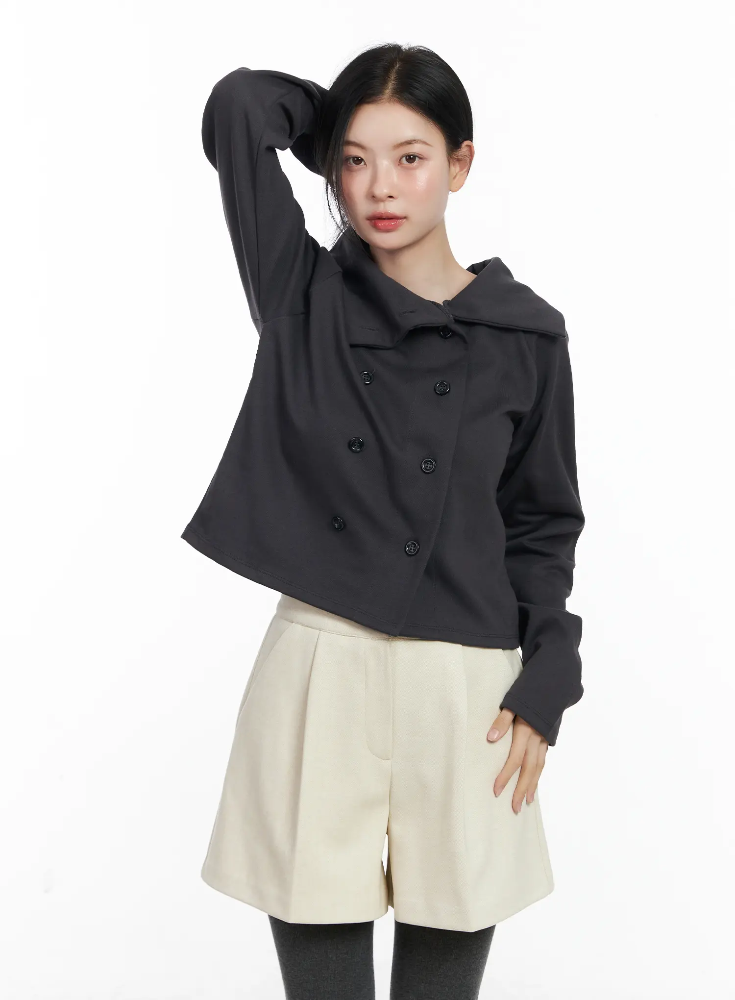 Double-Breasted High Neck Cardigan CJ519 - Image 9