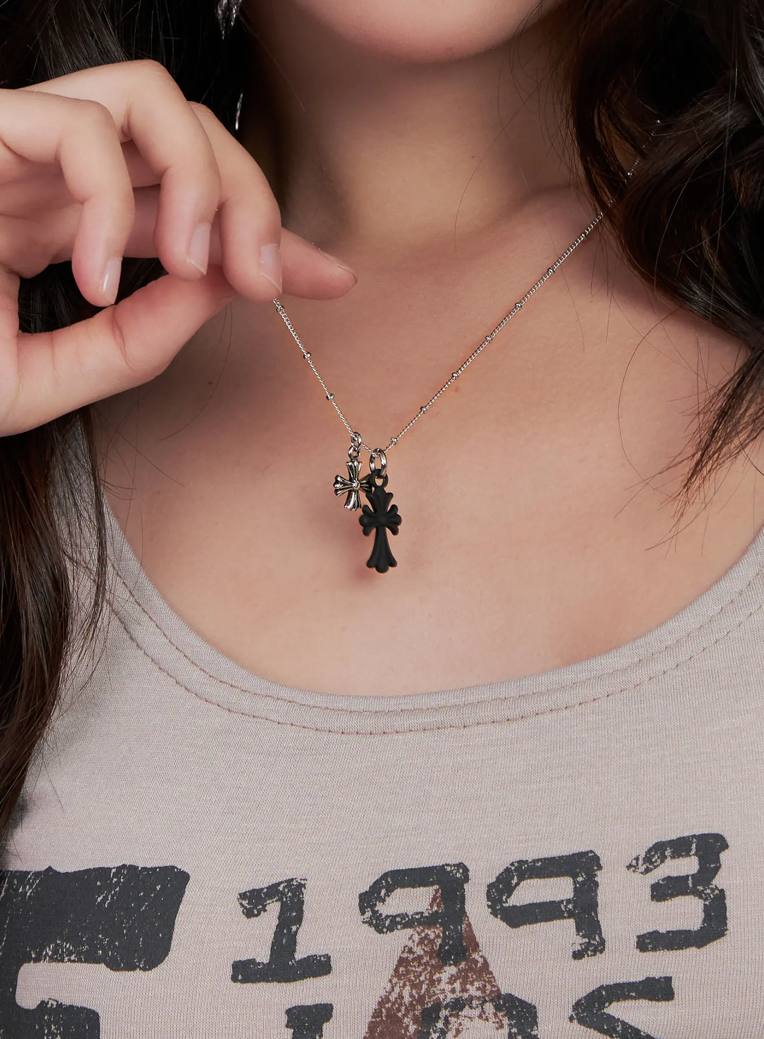 Double Cross Pendant Necklace CL522