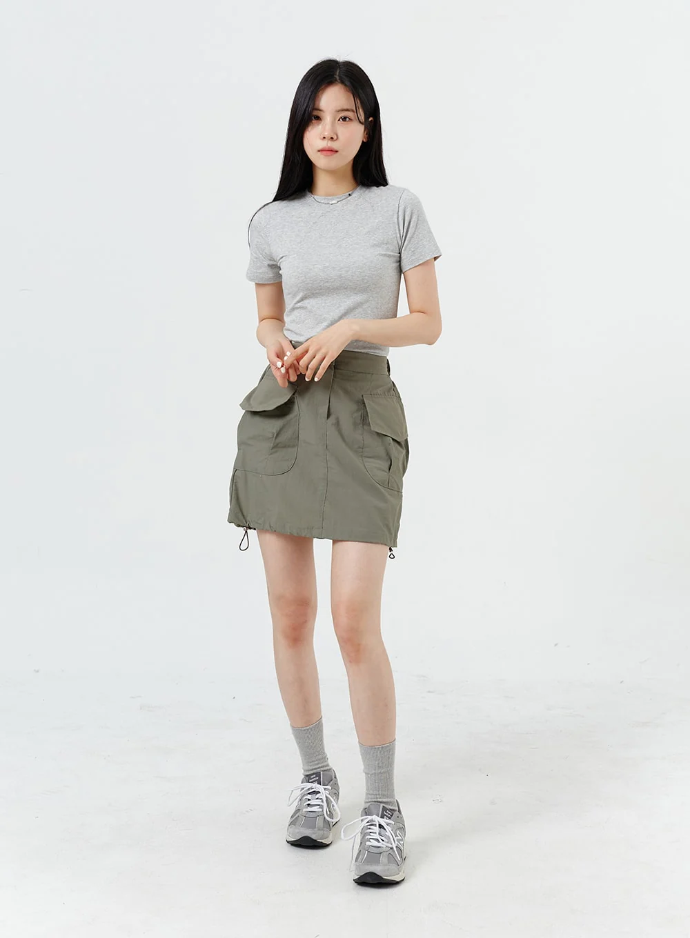 Drawstring Cargo Mini Skirt OM317 - Image 2