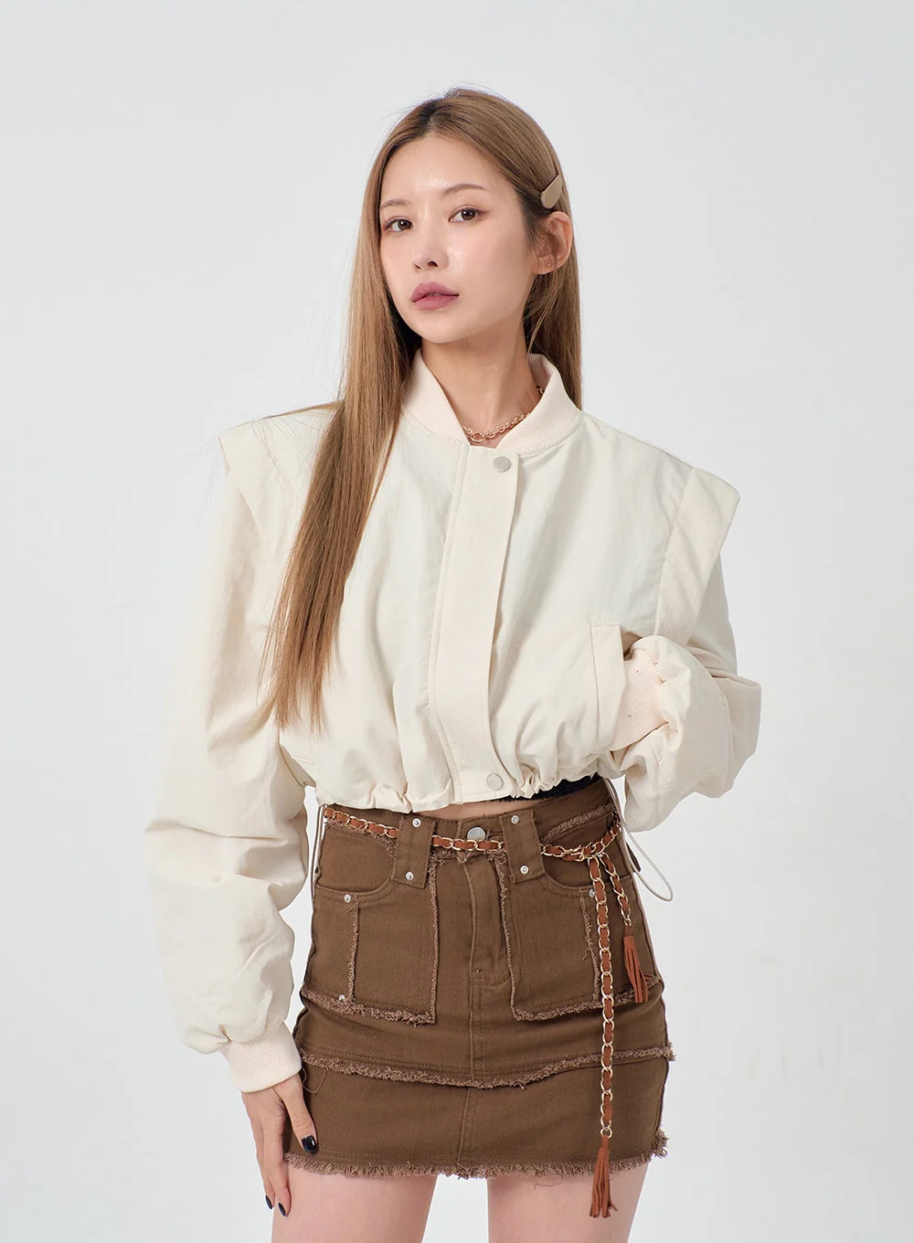 Drawstring Waist Cropped Jacket BD23 - Image 9