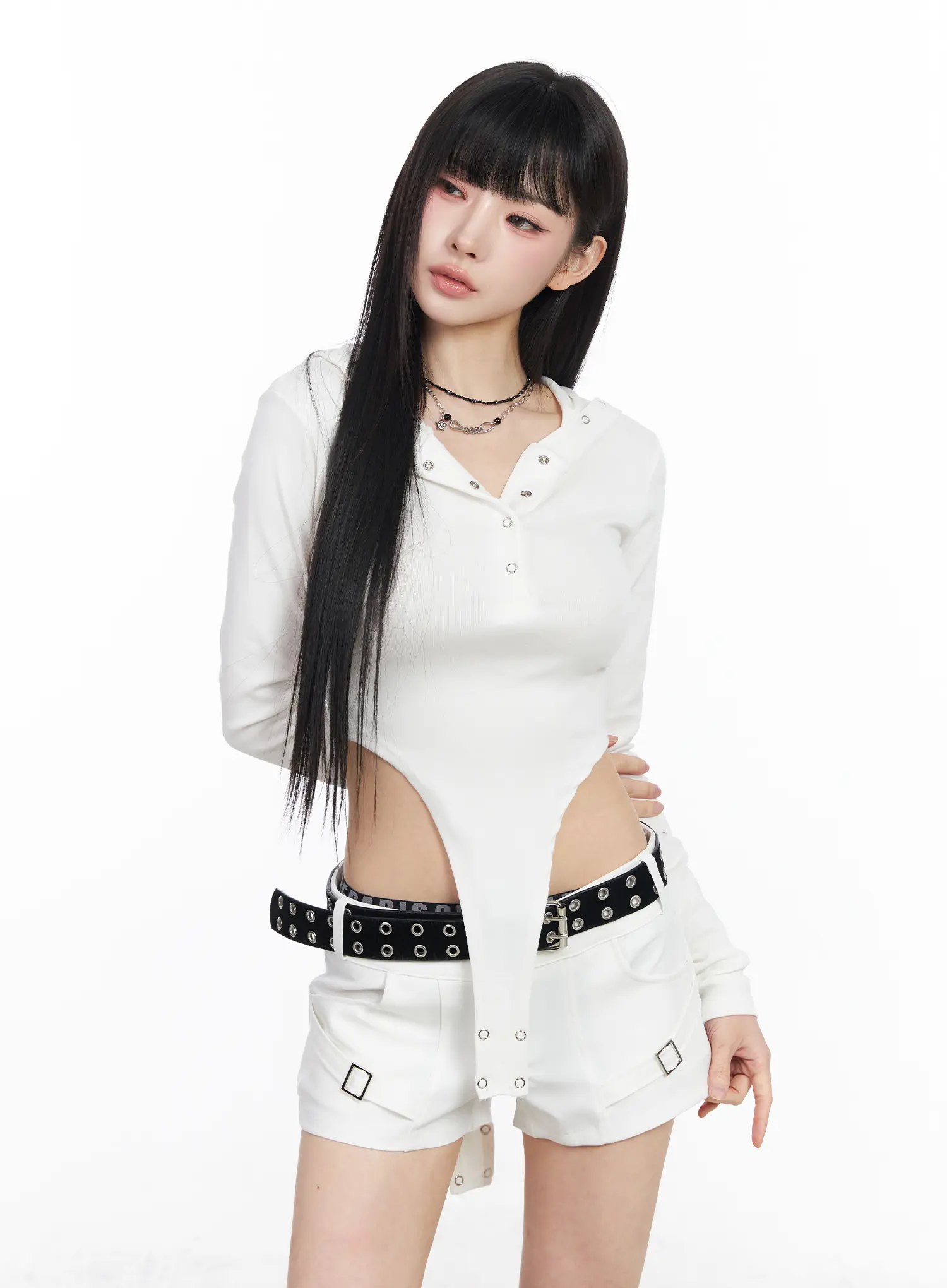 Edgy Cutout Hooded Bodysuit CF519 - Image 13