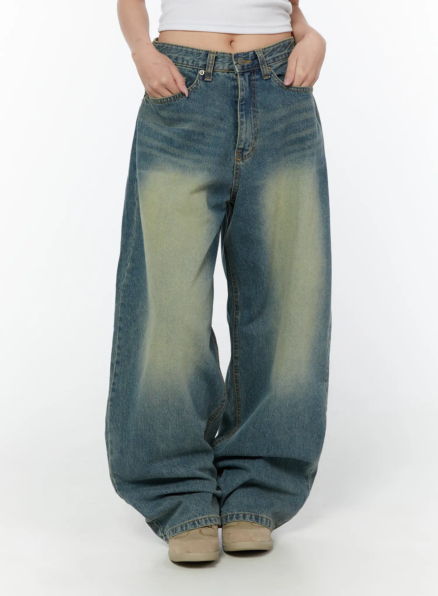 Effie Vintage Washed Wide Leg Jeans CY519 - Image 10