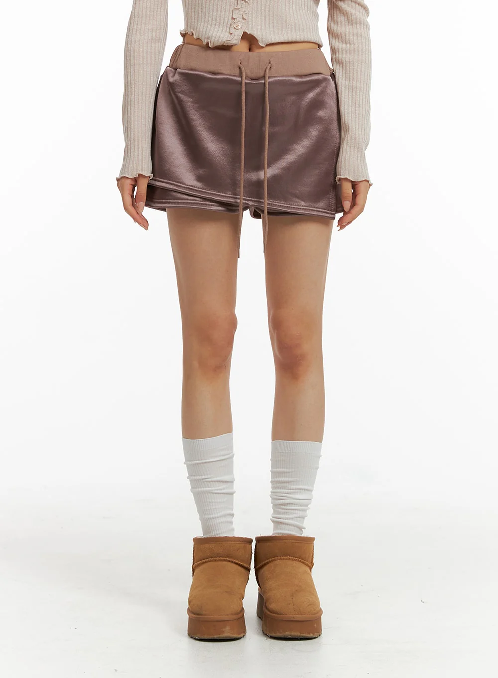 Elastic Waist Satin Mini Skirt CJ409 - Image 5