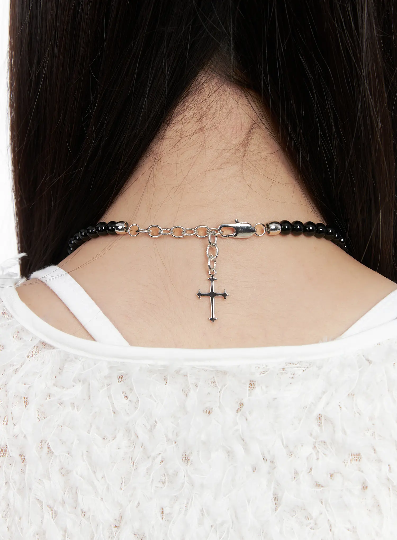 Elegant Beaded Pendant Necklace (Black) CN511 - Image 4