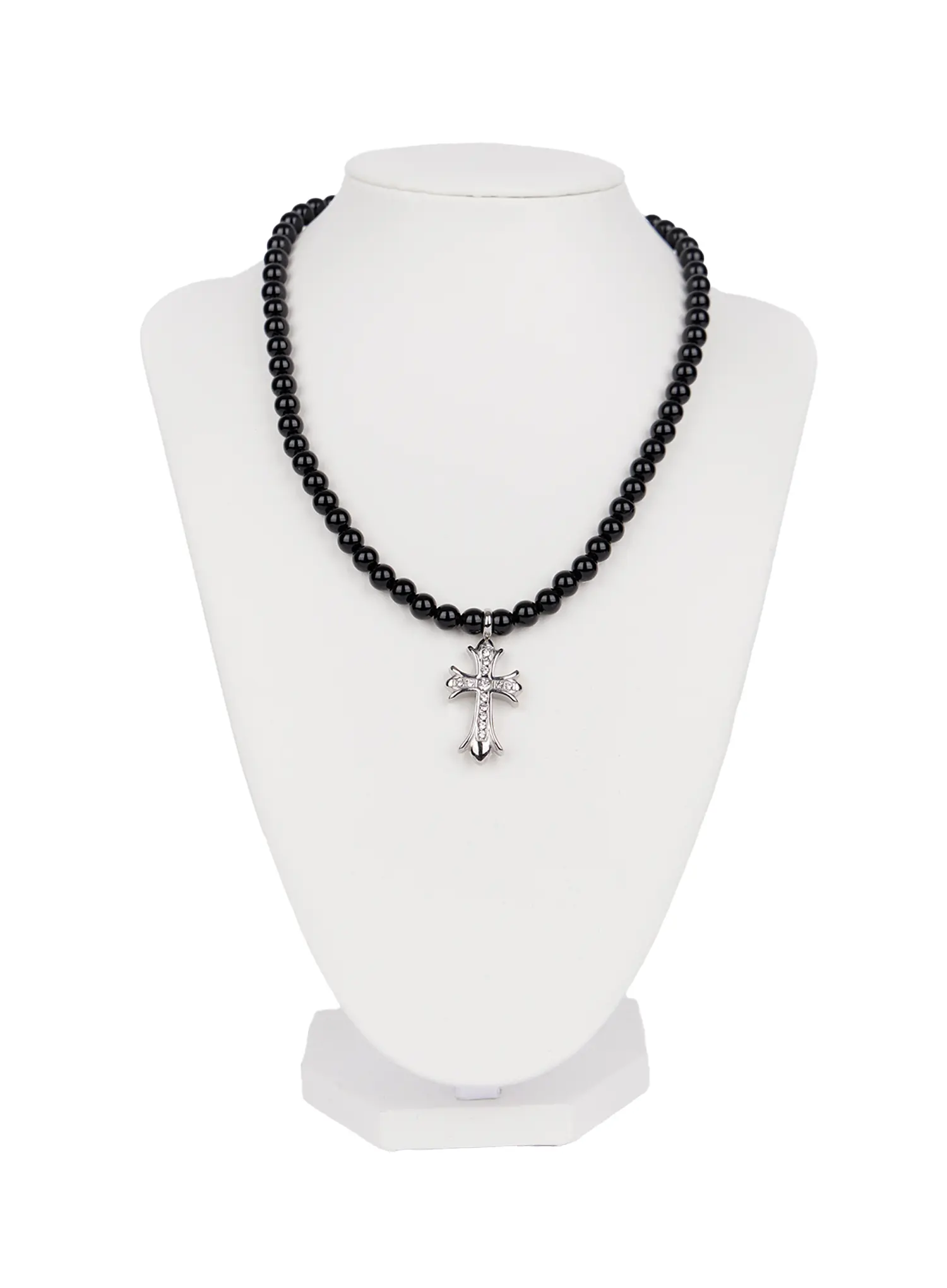 Elegant Beaded Pendant Necklace (Black) CN511 - Image 5
