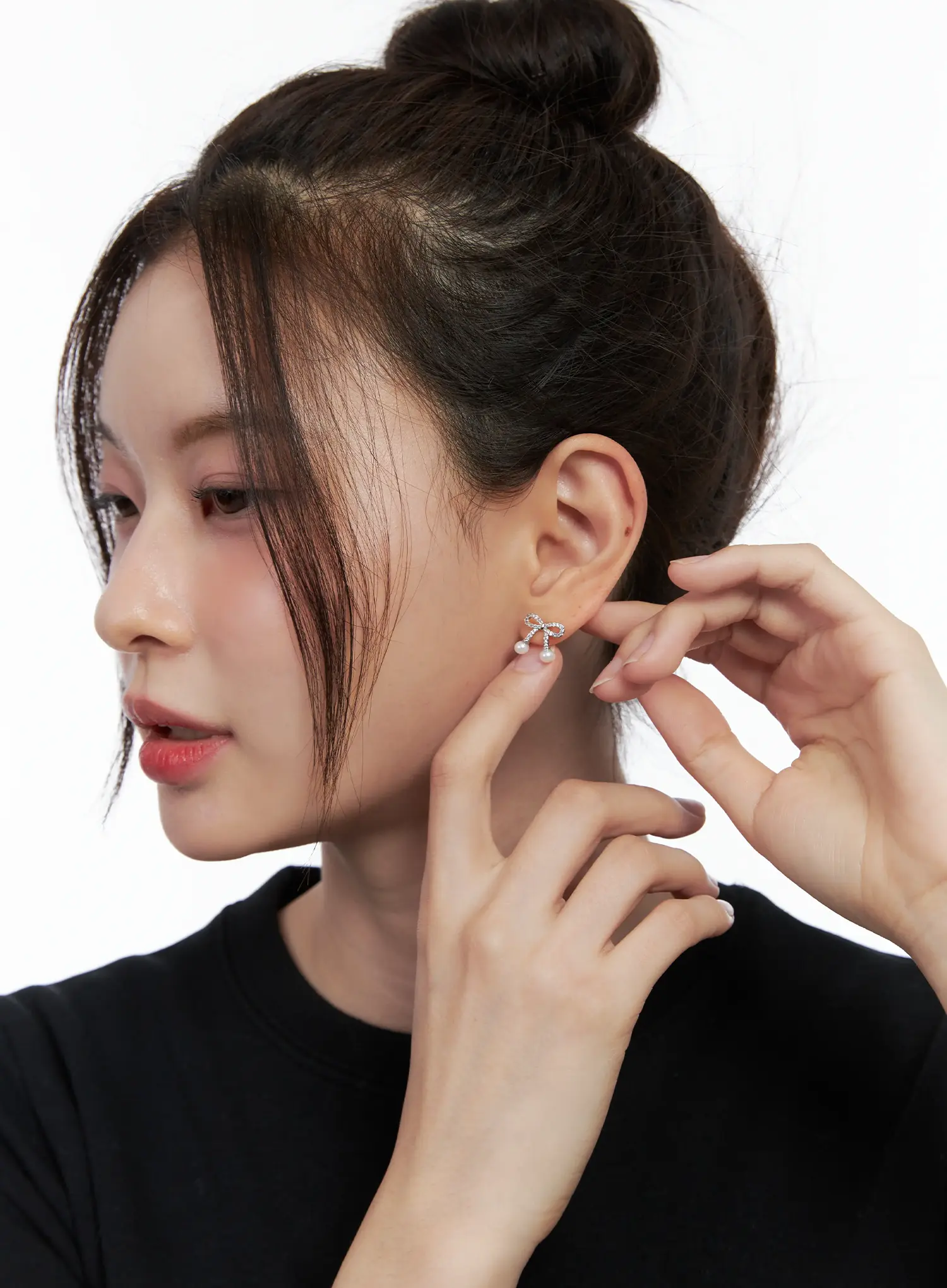Elegant Bow Cubic Earrings IN514 - Image 3