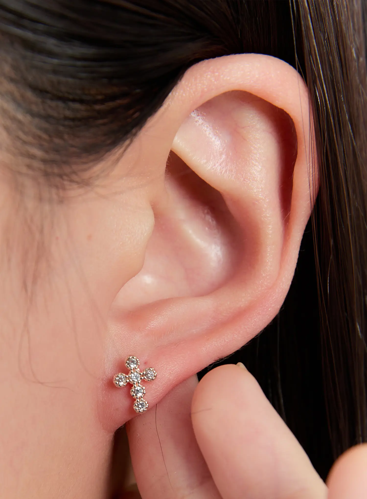 Elegant Crystal Cross Earrings IN528