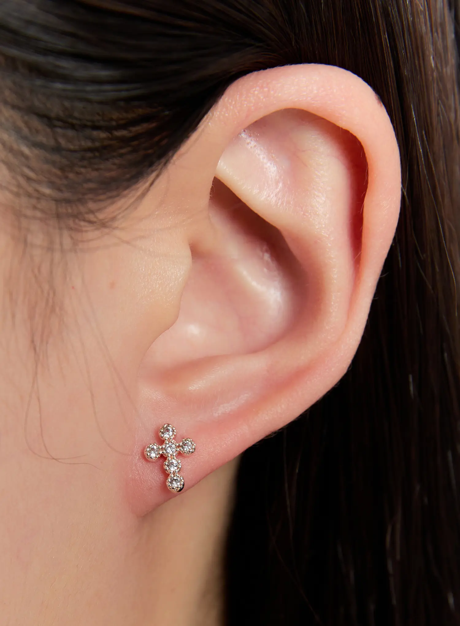 Elegant Crystal Cross Earrings IN528 - Image 2