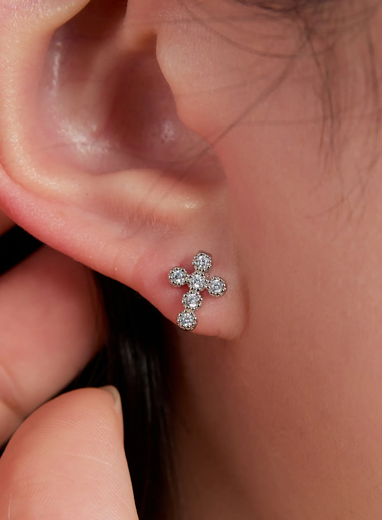 Elegant Crystal Cross Earrings IN528 - Image 4