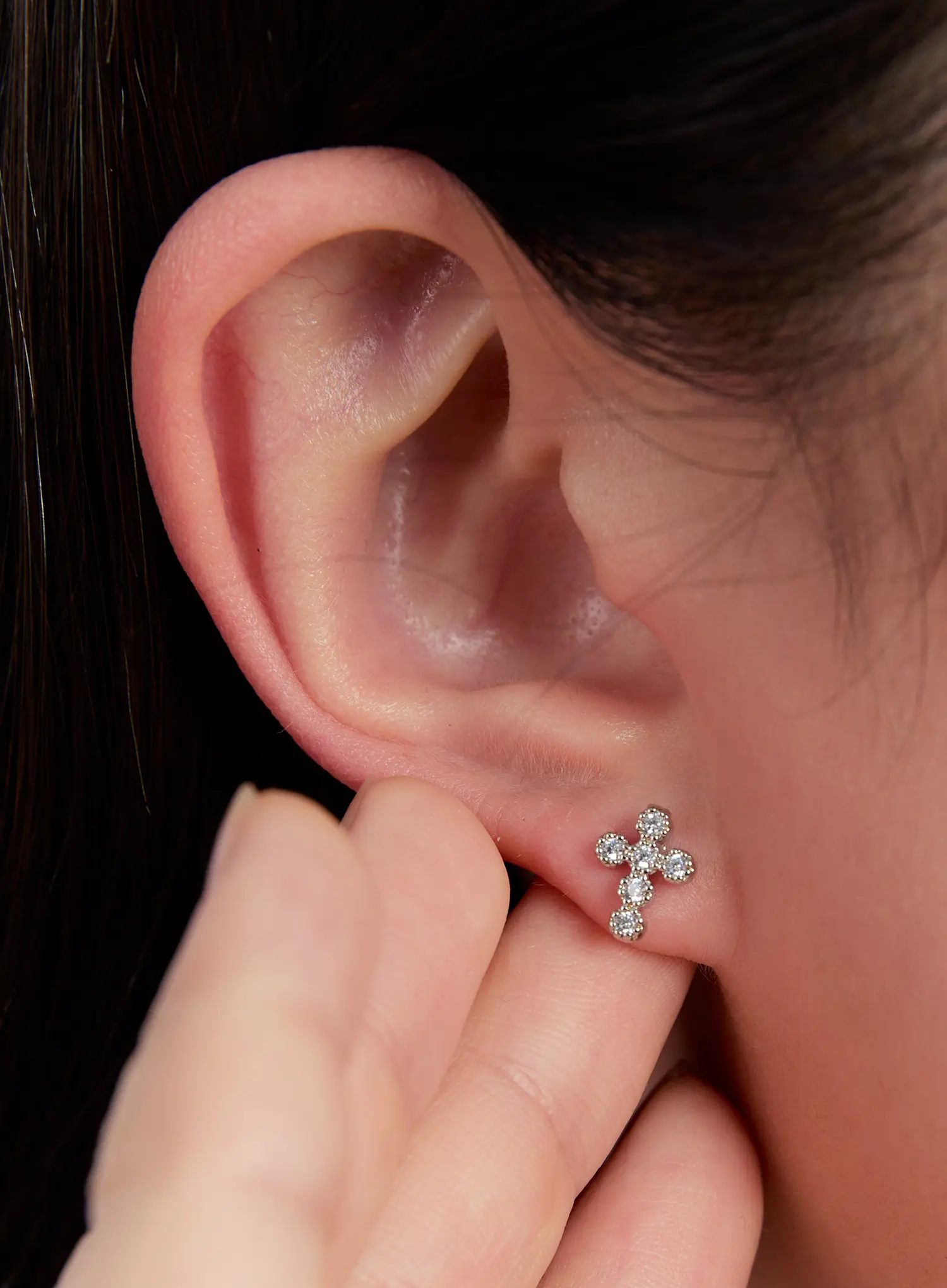 Elegant Crystal Cross Earrings IN528 - Image 5
