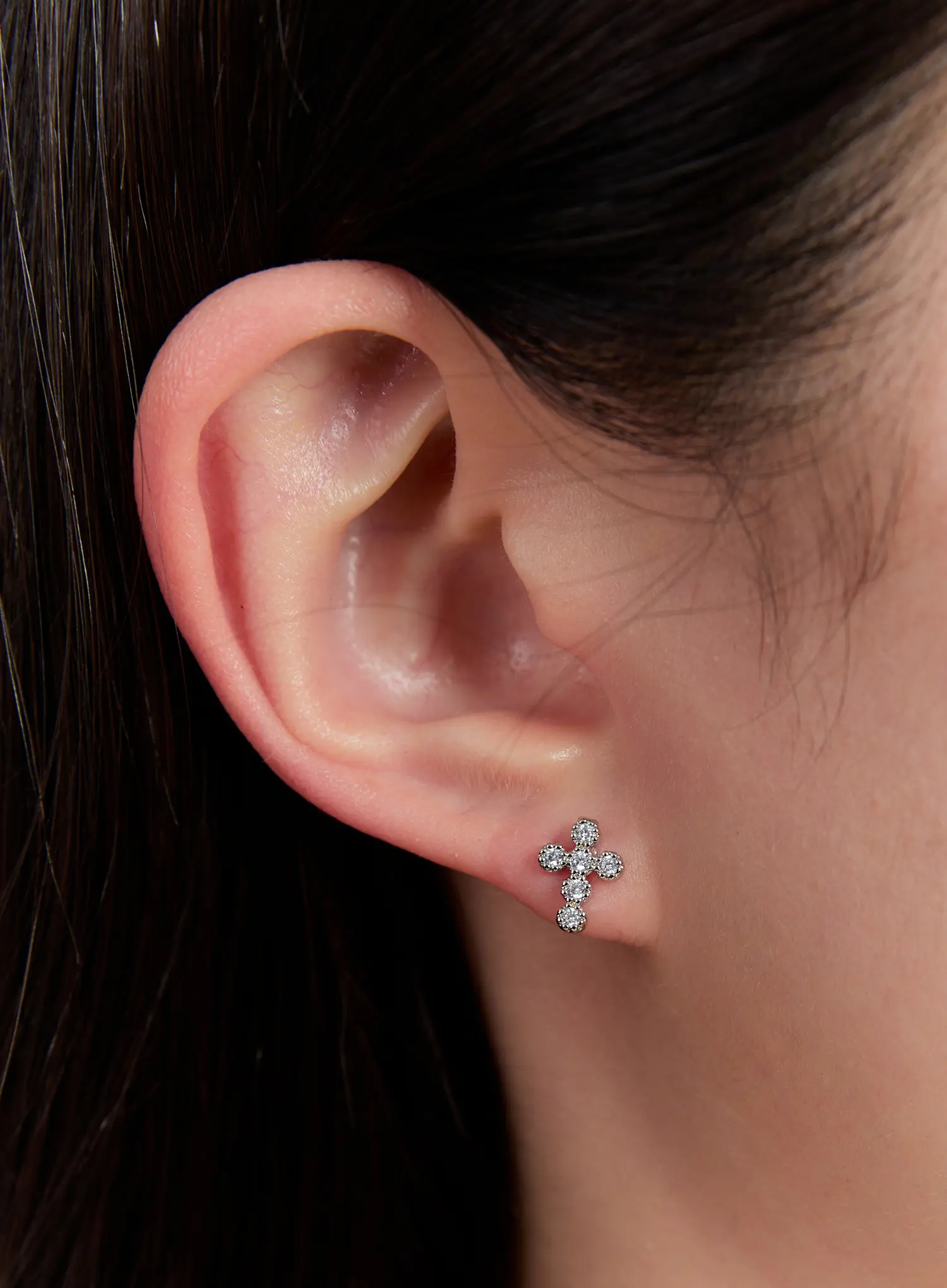 Elegant Crystal Cross Earrings IN528 - Image 6
