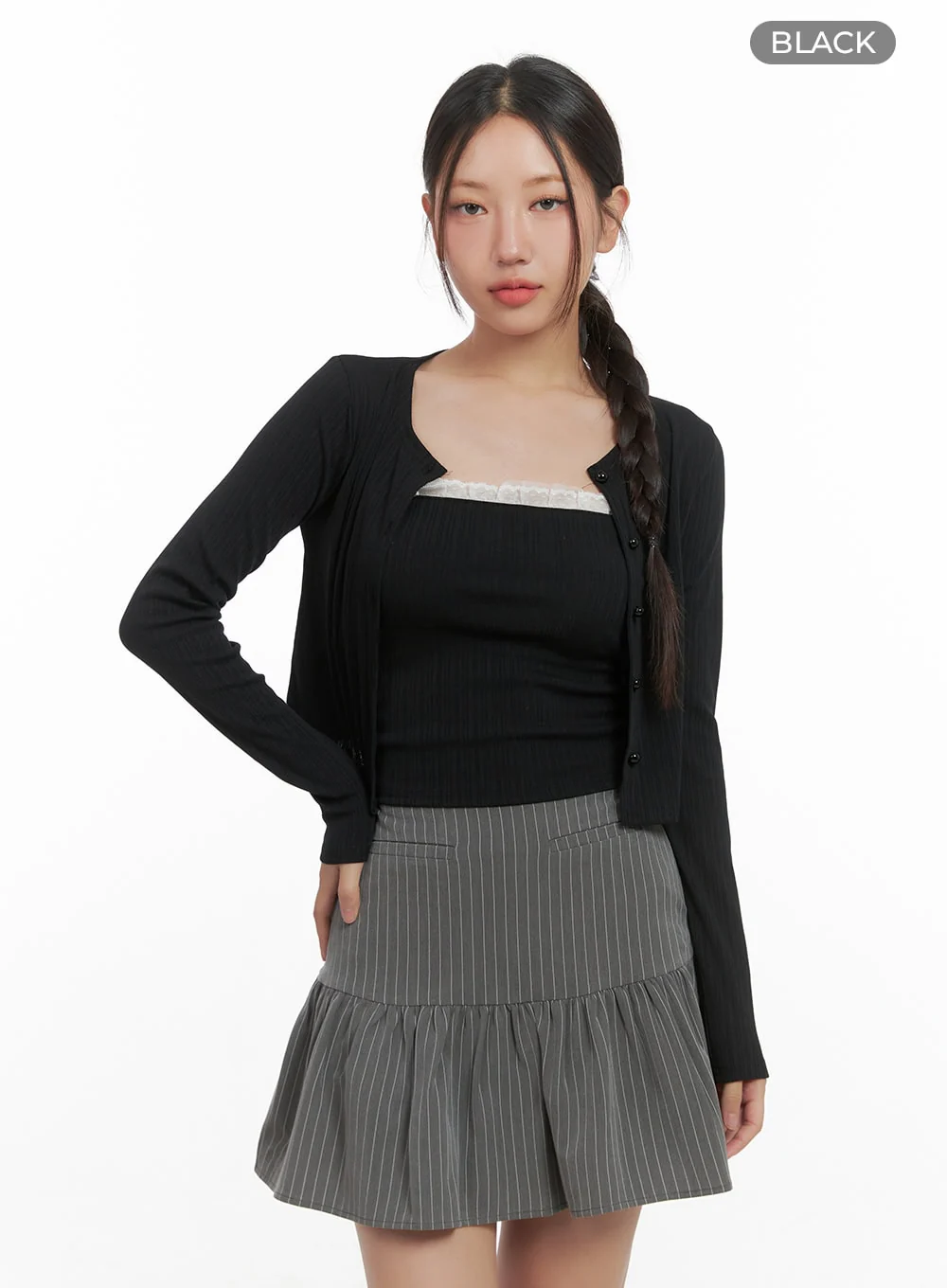 Elegant Lace Trim Crop Cardigan CO402 - Image 10