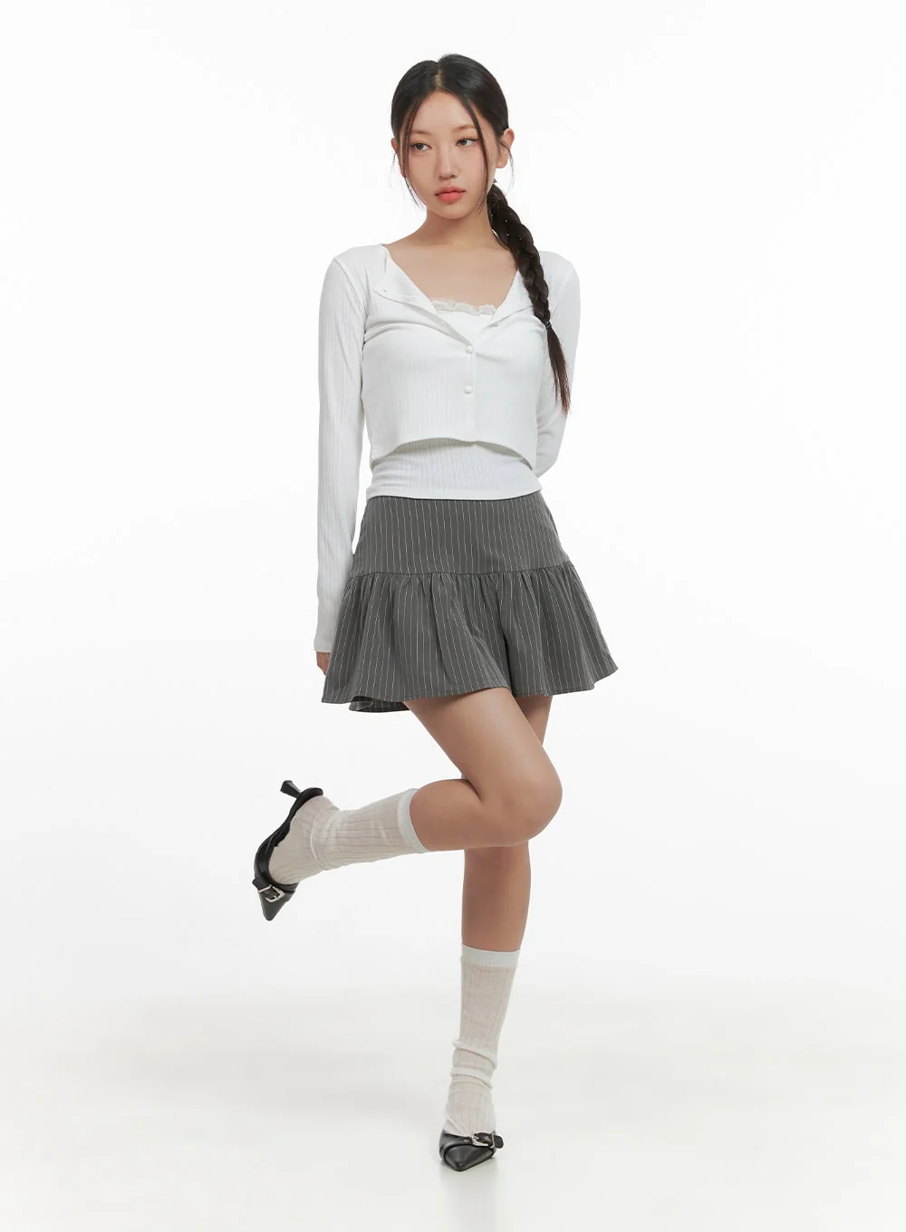 Elegant Lace Trim Crop Cardigan CO402 - Image 2
