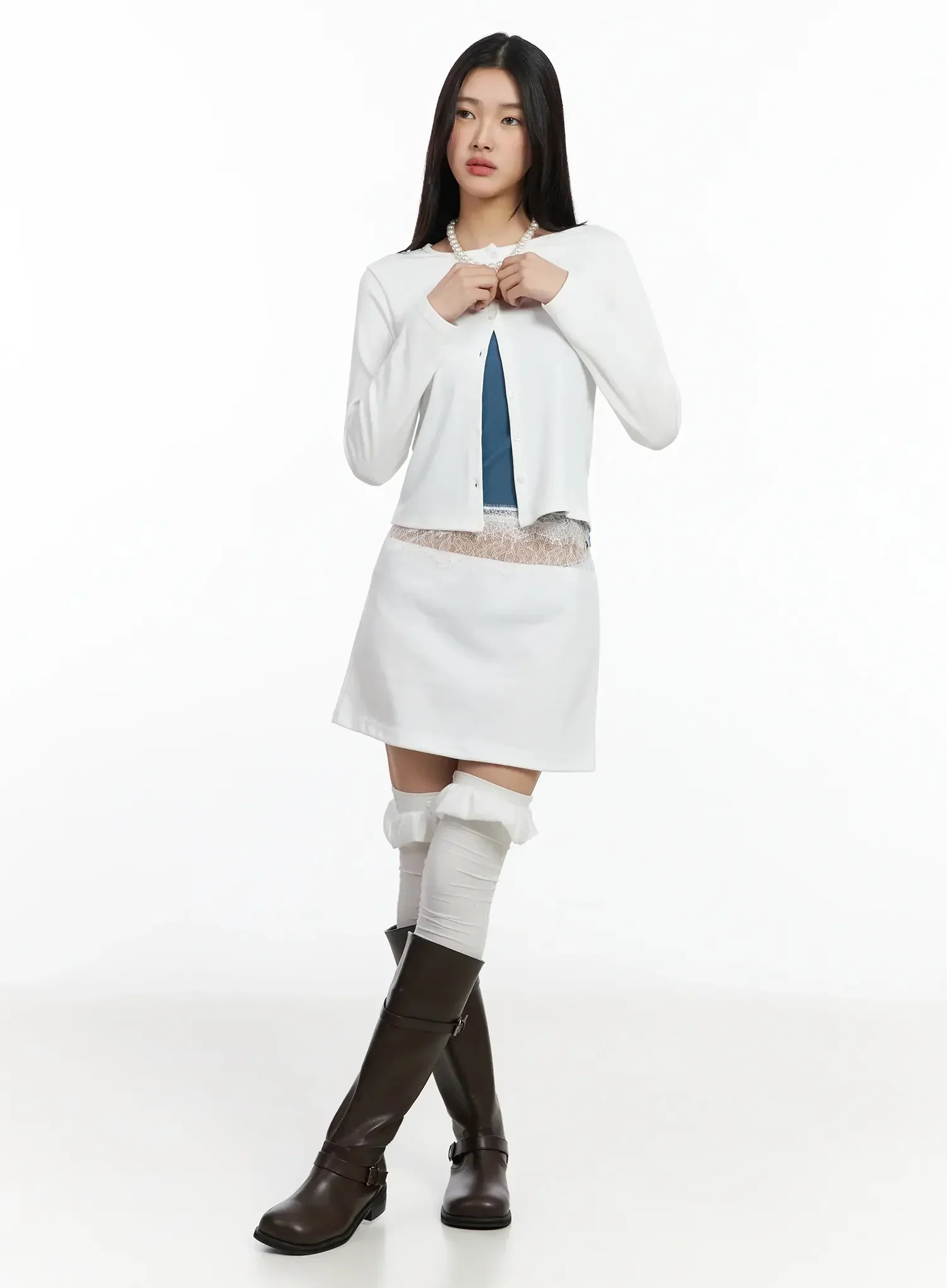 Elegant Lace Trim Mini Skirt IM530 - Image 11