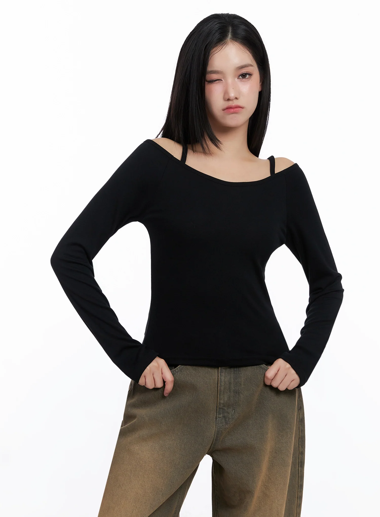 Elegant Long Sleeve Off-Shoulder Top IS525 - Image 4