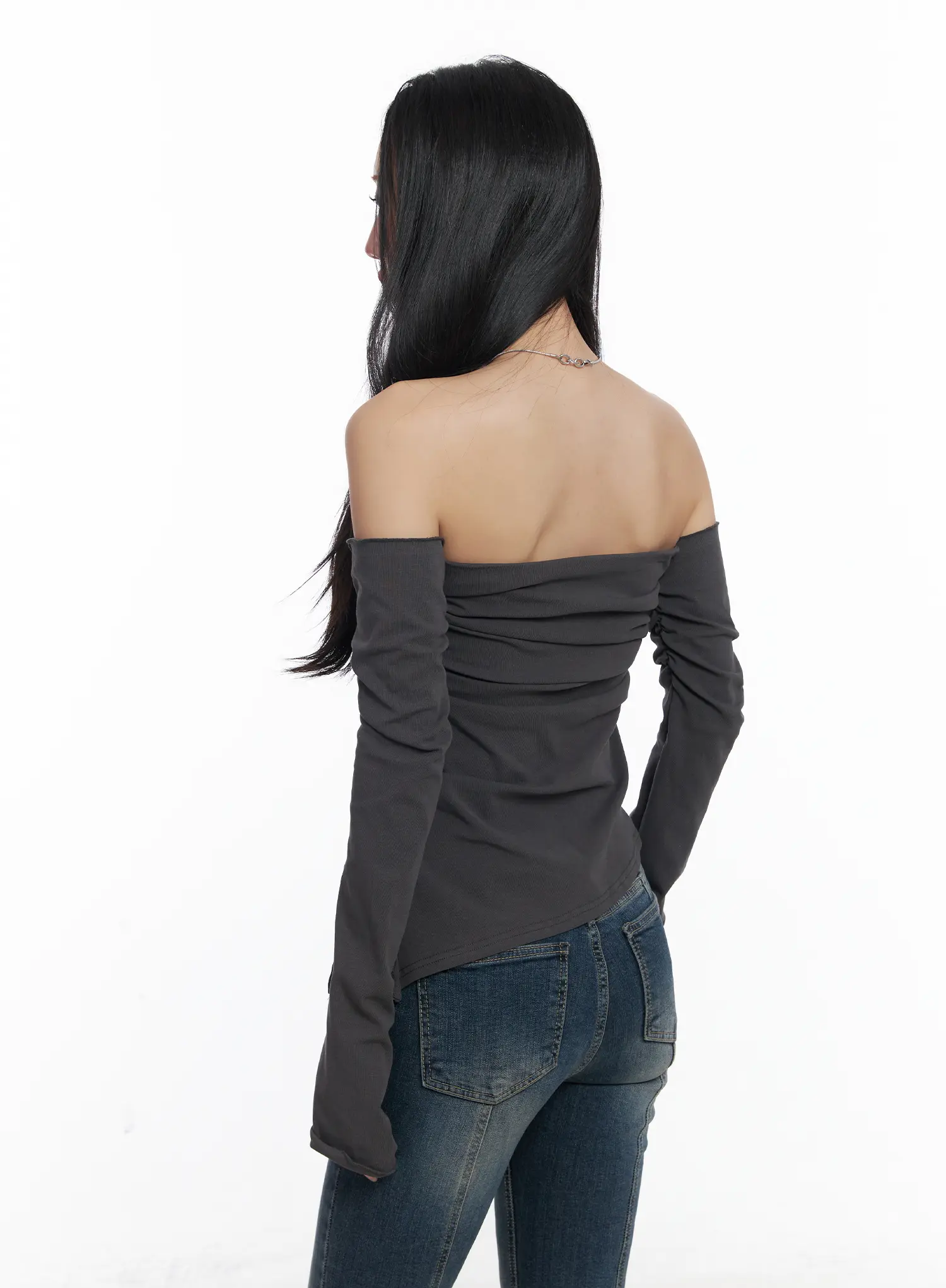 Elegant Off-Shoulder Shirred Top CJ515 - Image 8