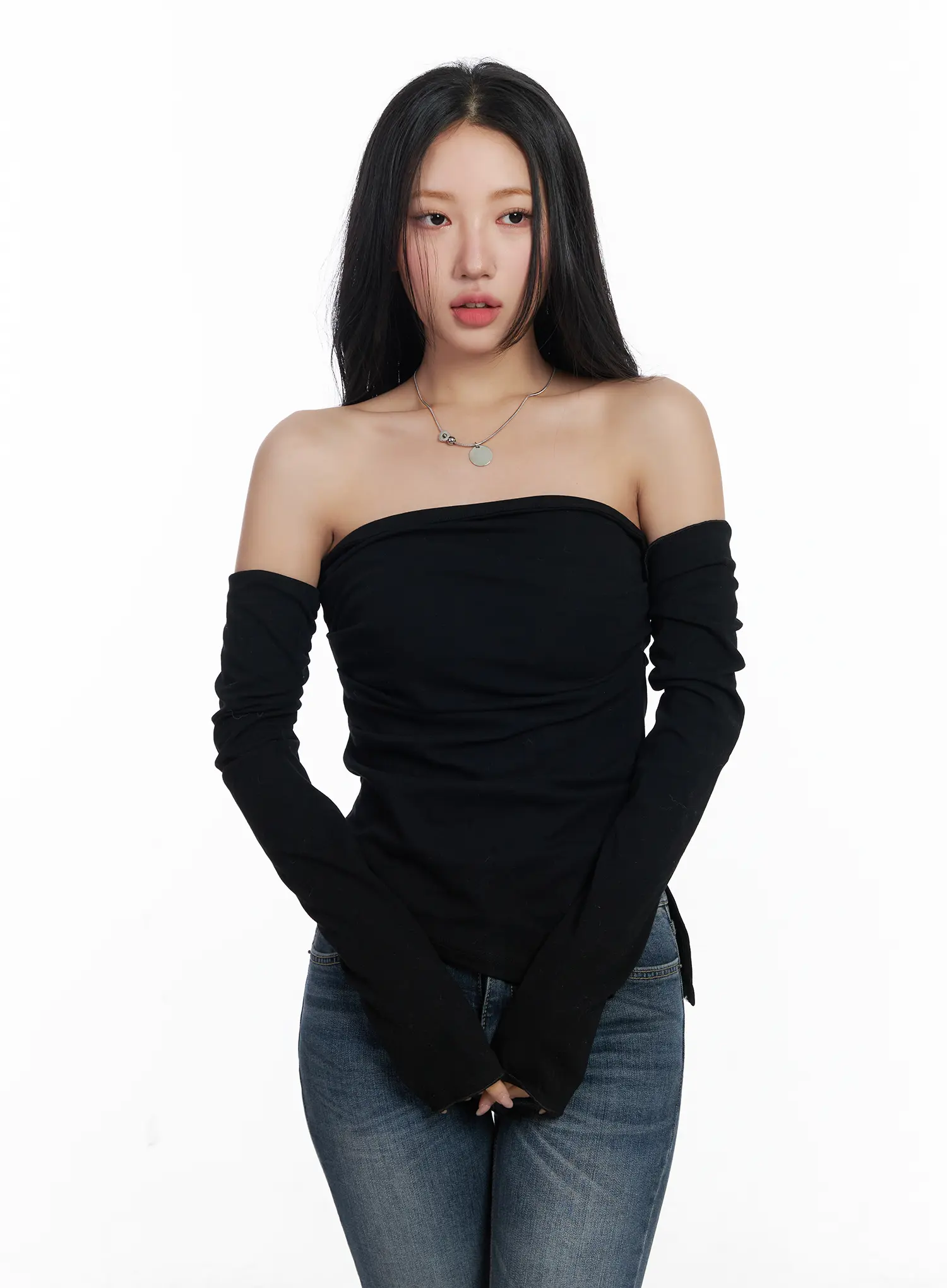 Elegant Off-Shoulder Shirred Top CJ515 - Image 9