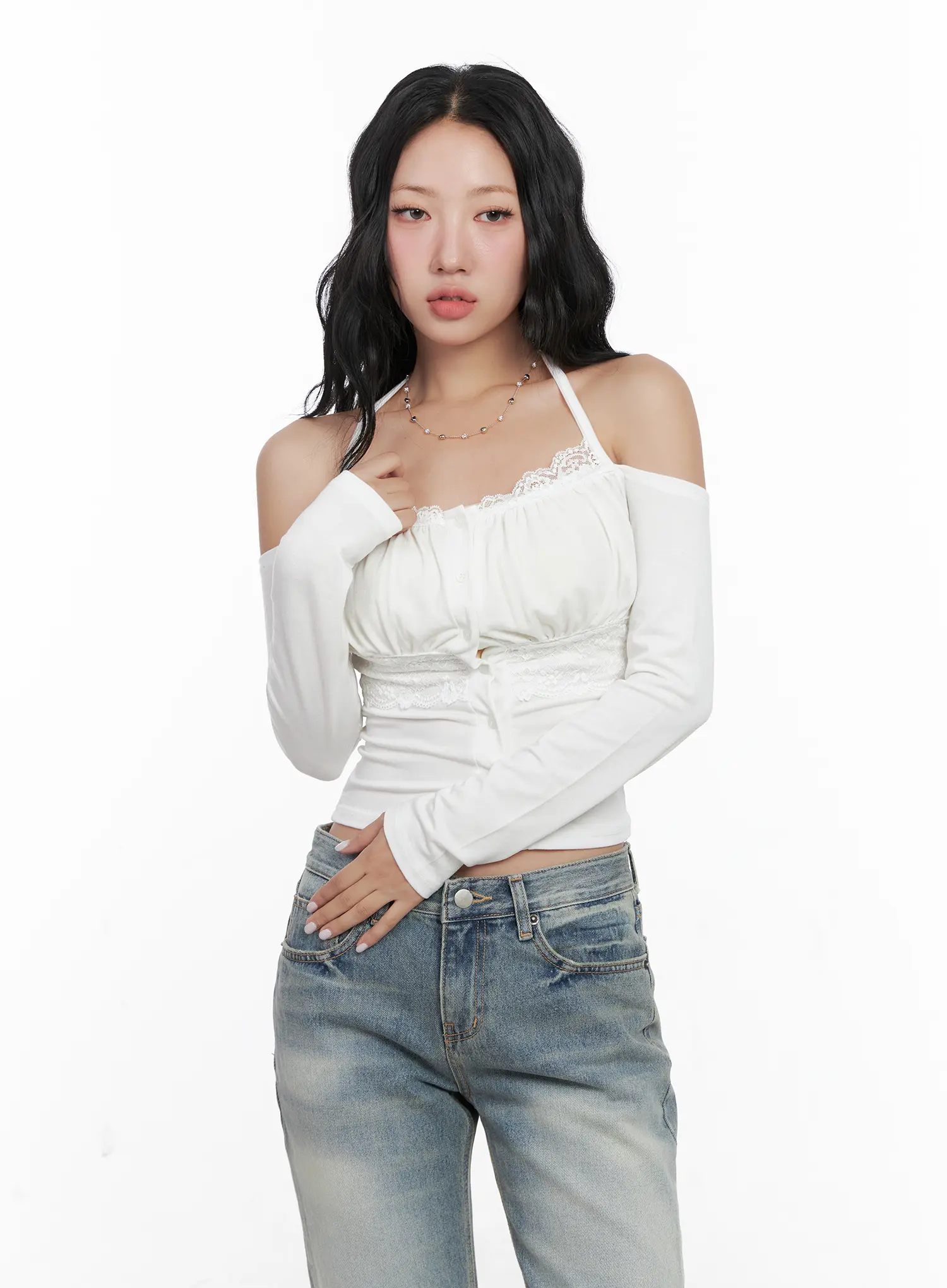 Elegant Ribbon Off-Shoulder Blouse CN514