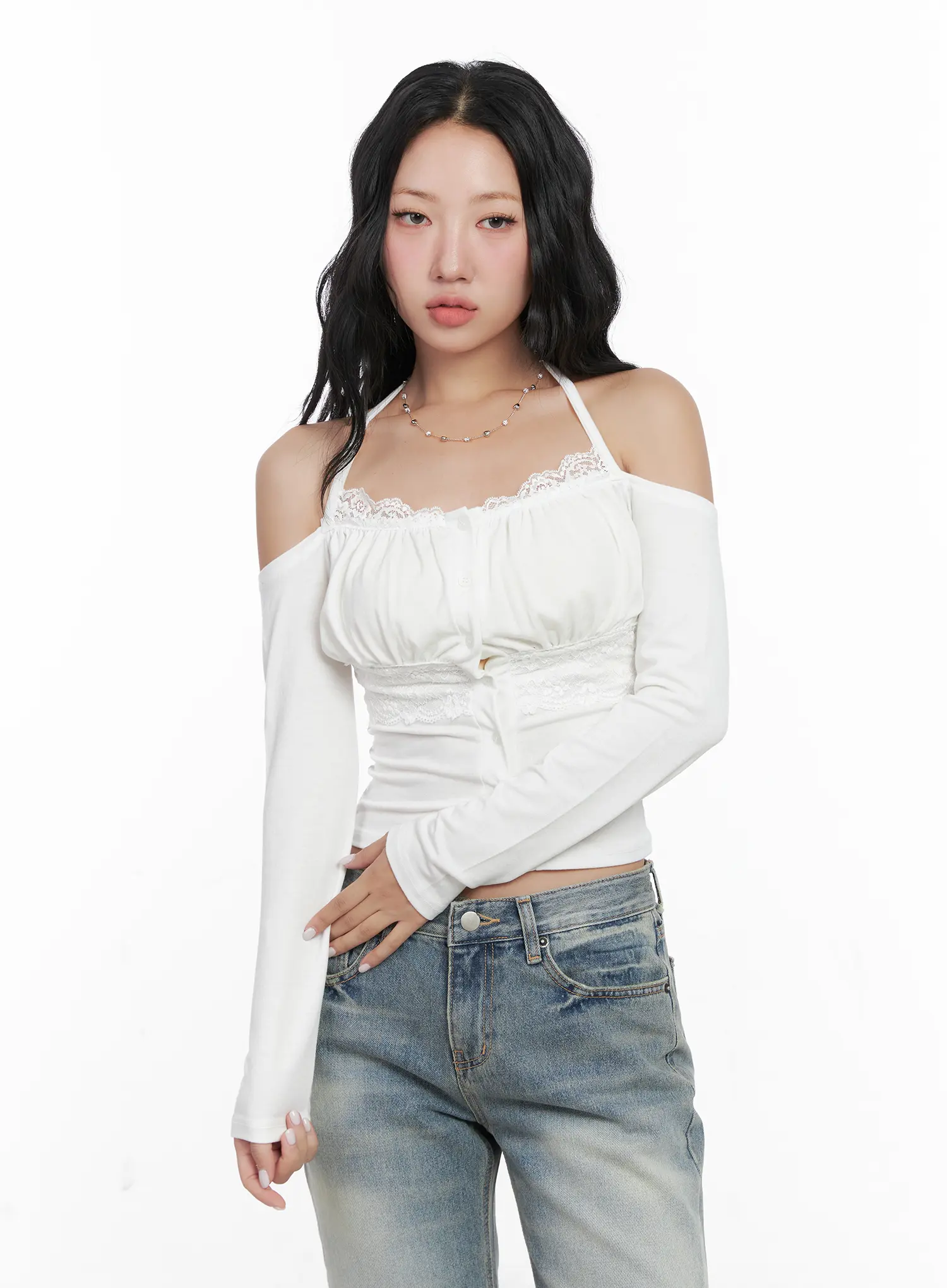 Elegant Ribbon Off-Shoulder Blouse CN514 - Image 4