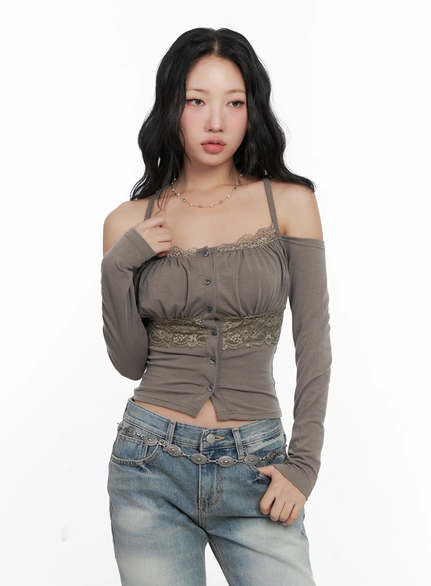 Elegant Ribbon Off-Shoulder Blouse CN514 - Image 8