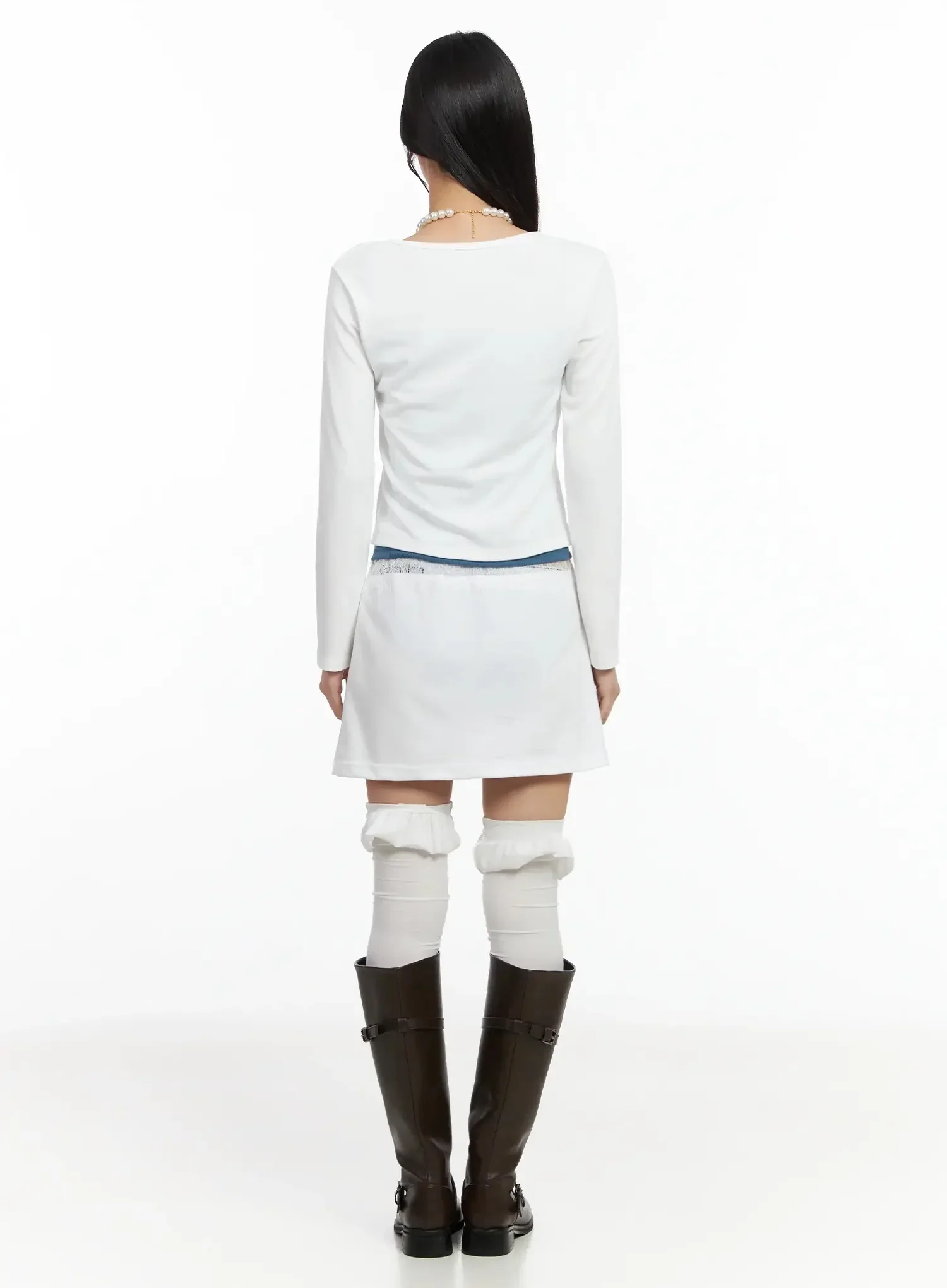Elegant Round Neck Lace Trim Cardigan IM530 - Image 11
