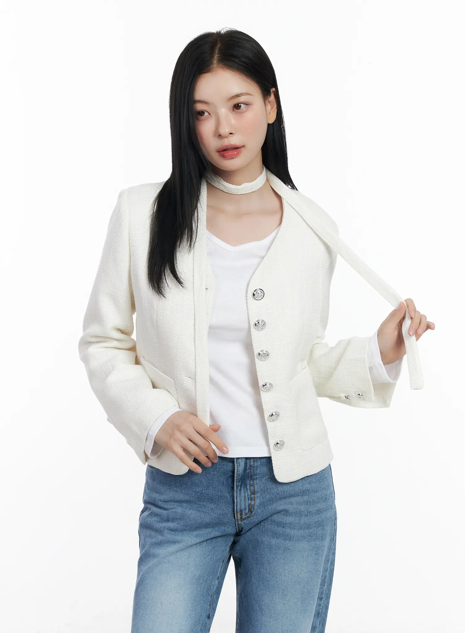 Elegant Scarf and Blazer Set CJ519 - Image 2