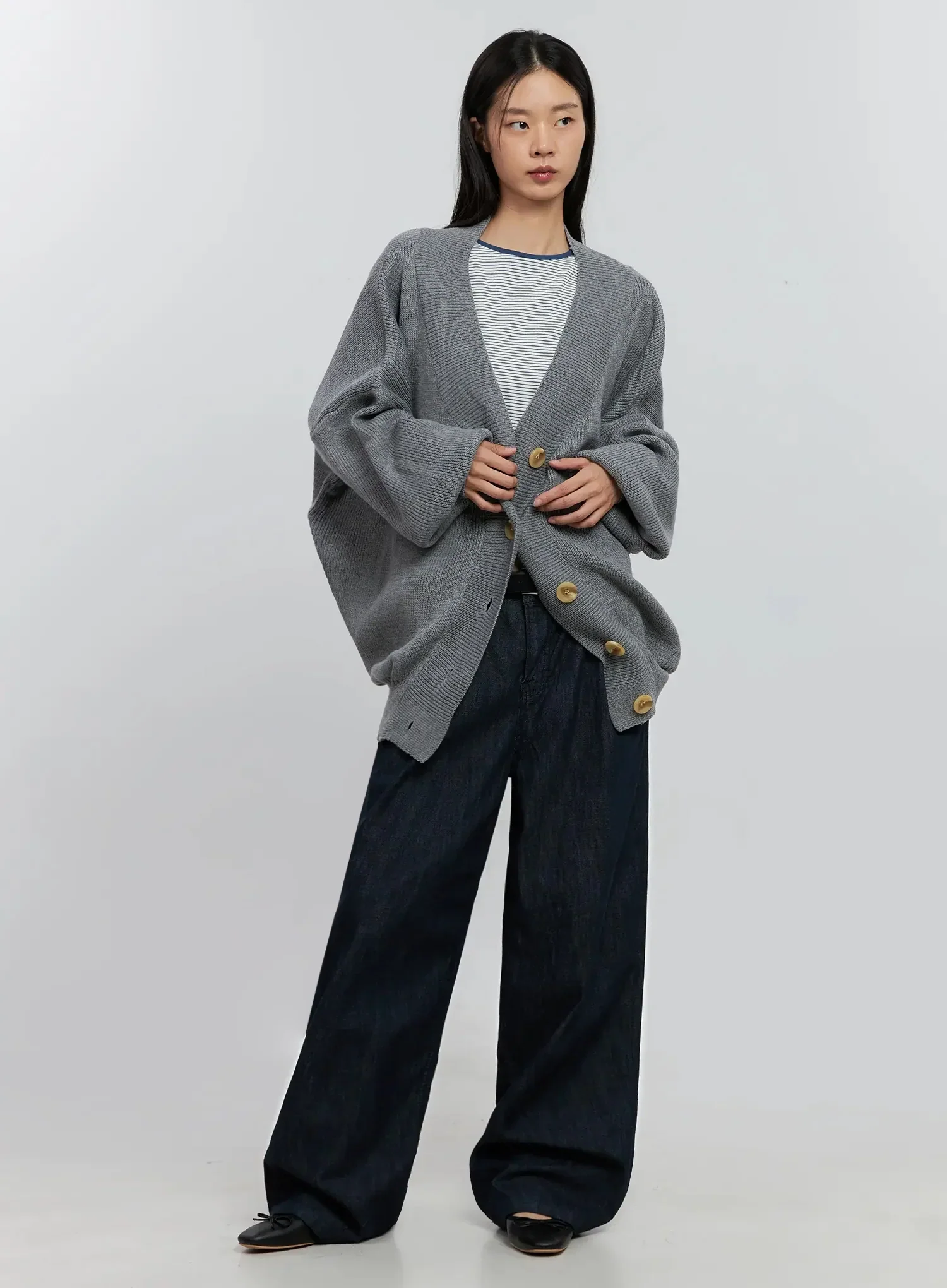 Elio Pintuck Wide-Leg Jeans IS516 - Image 3