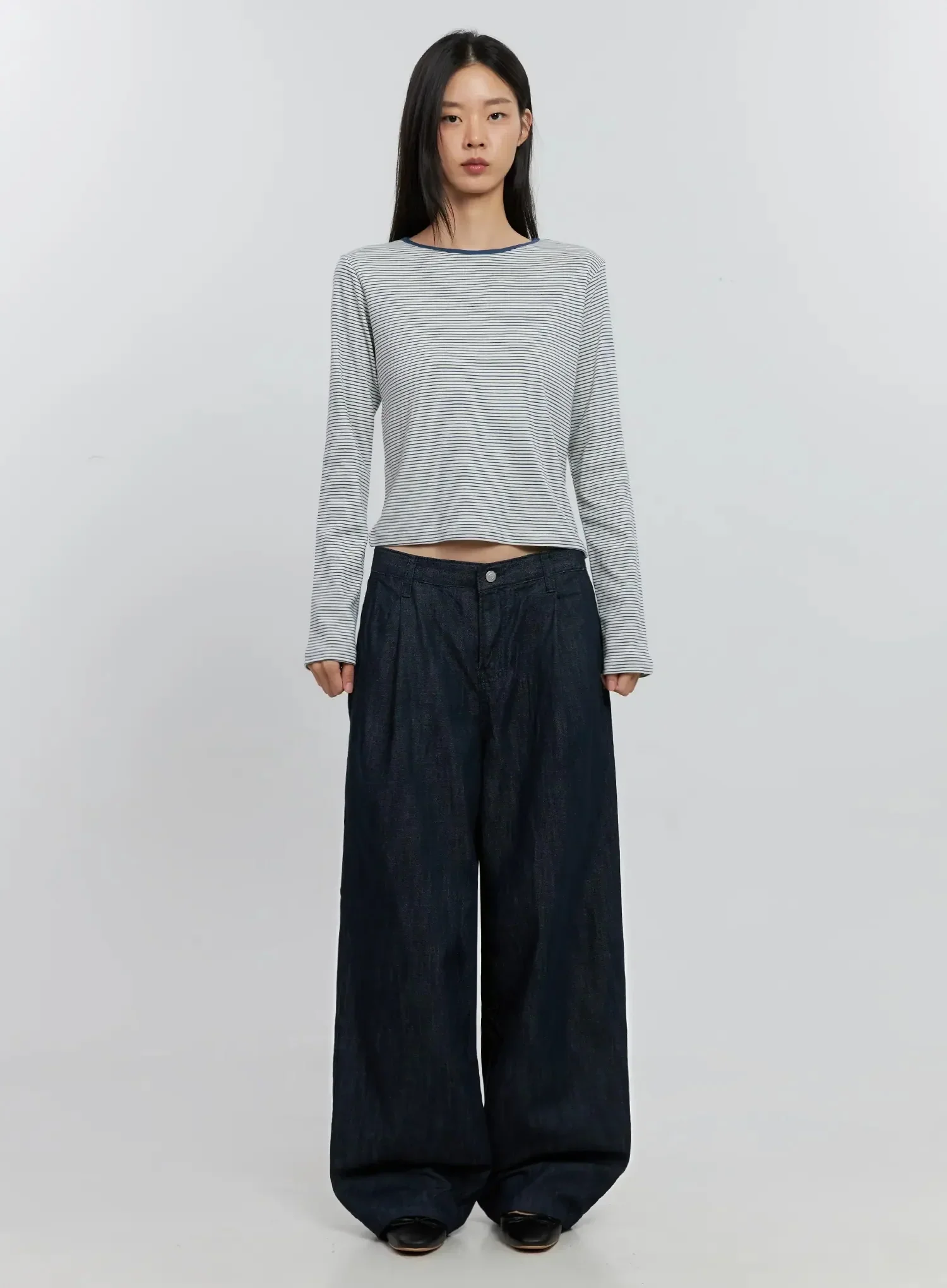 Elio Pintuck Wide-Leg Jeans IS516 - Image 9