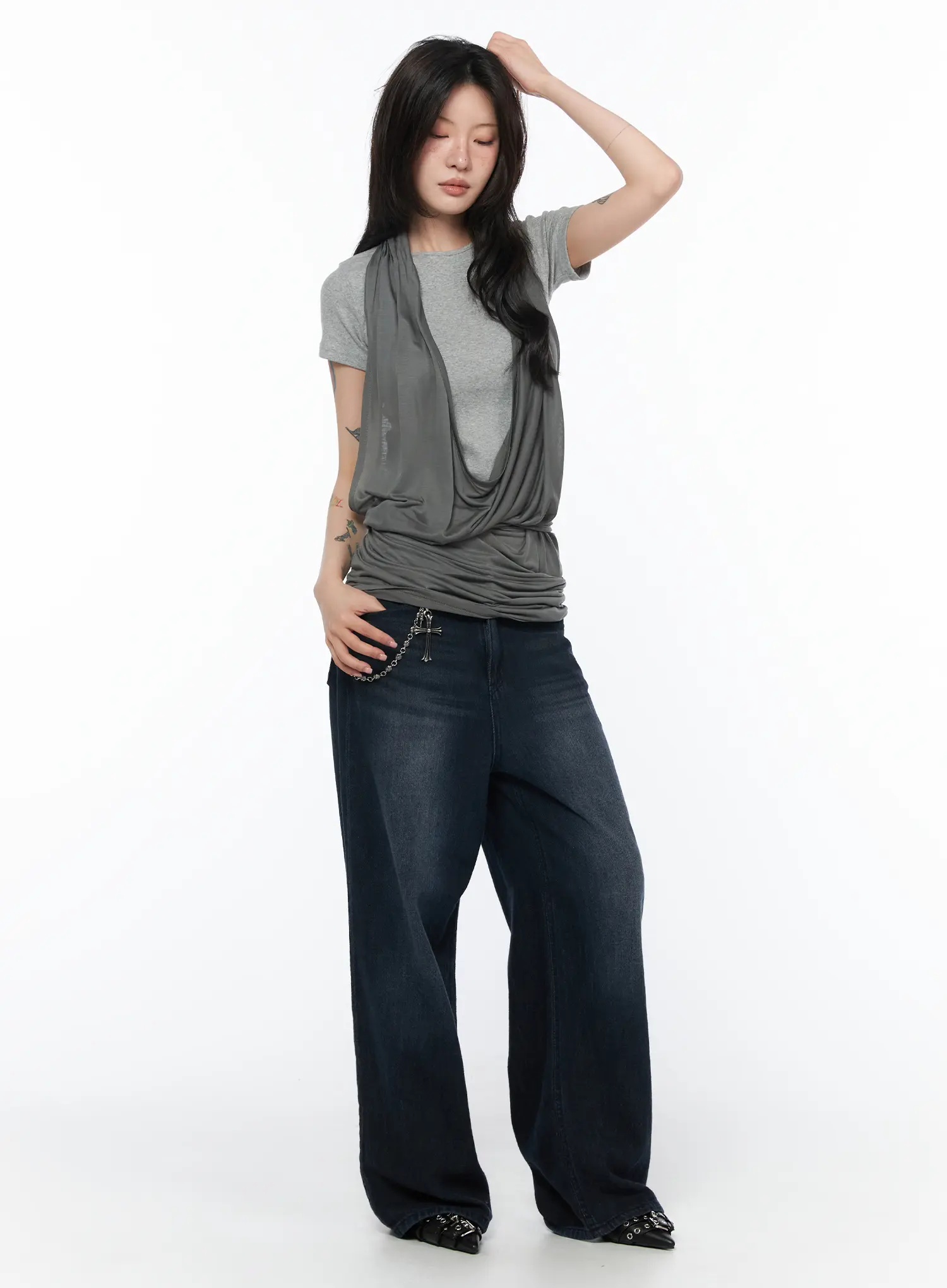 Ellie Washed Wide Leg Jeans CA524 - Image 5