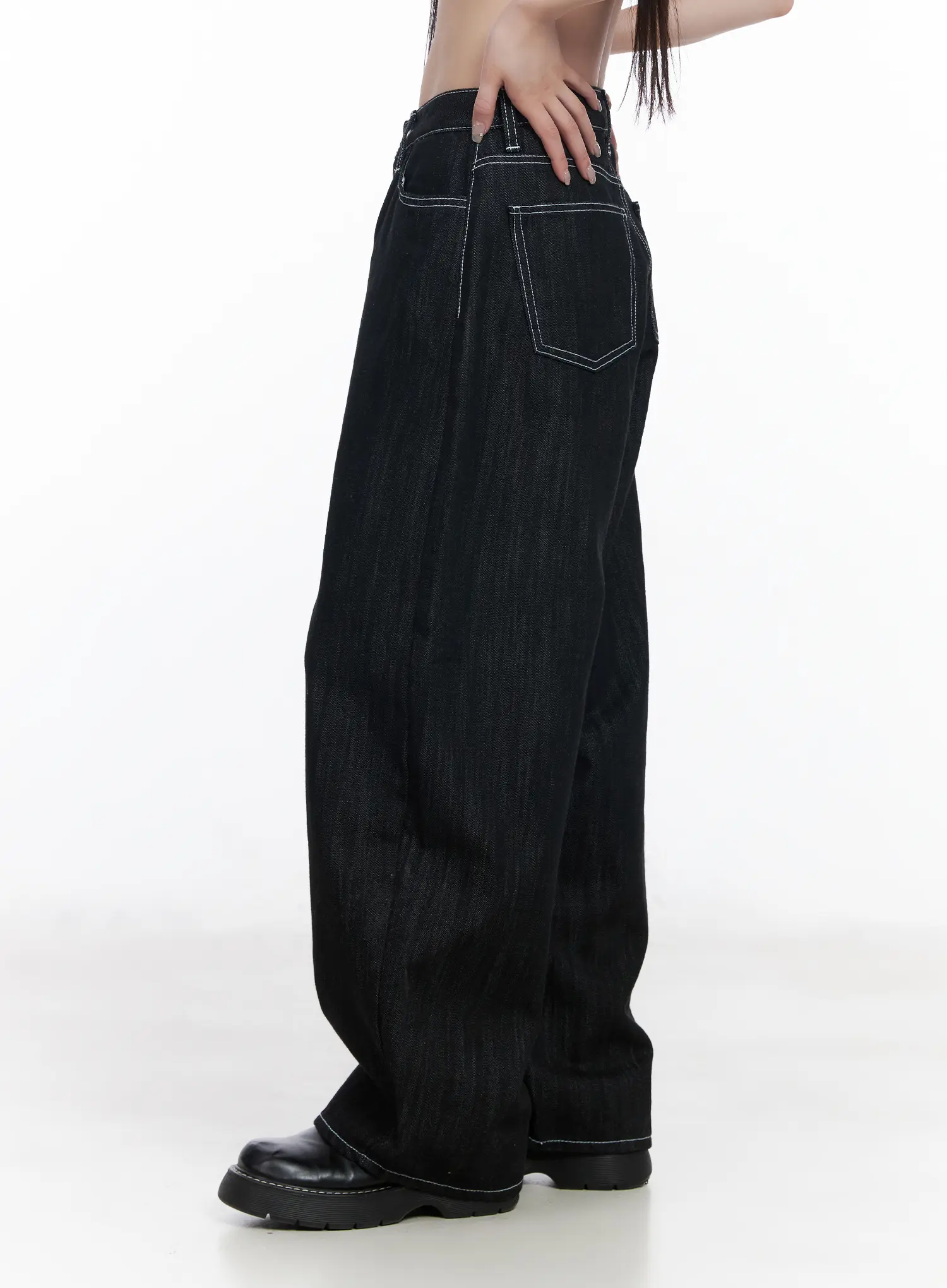 Elliot Stitched Wide Leg Jeans CF523 - Image 3