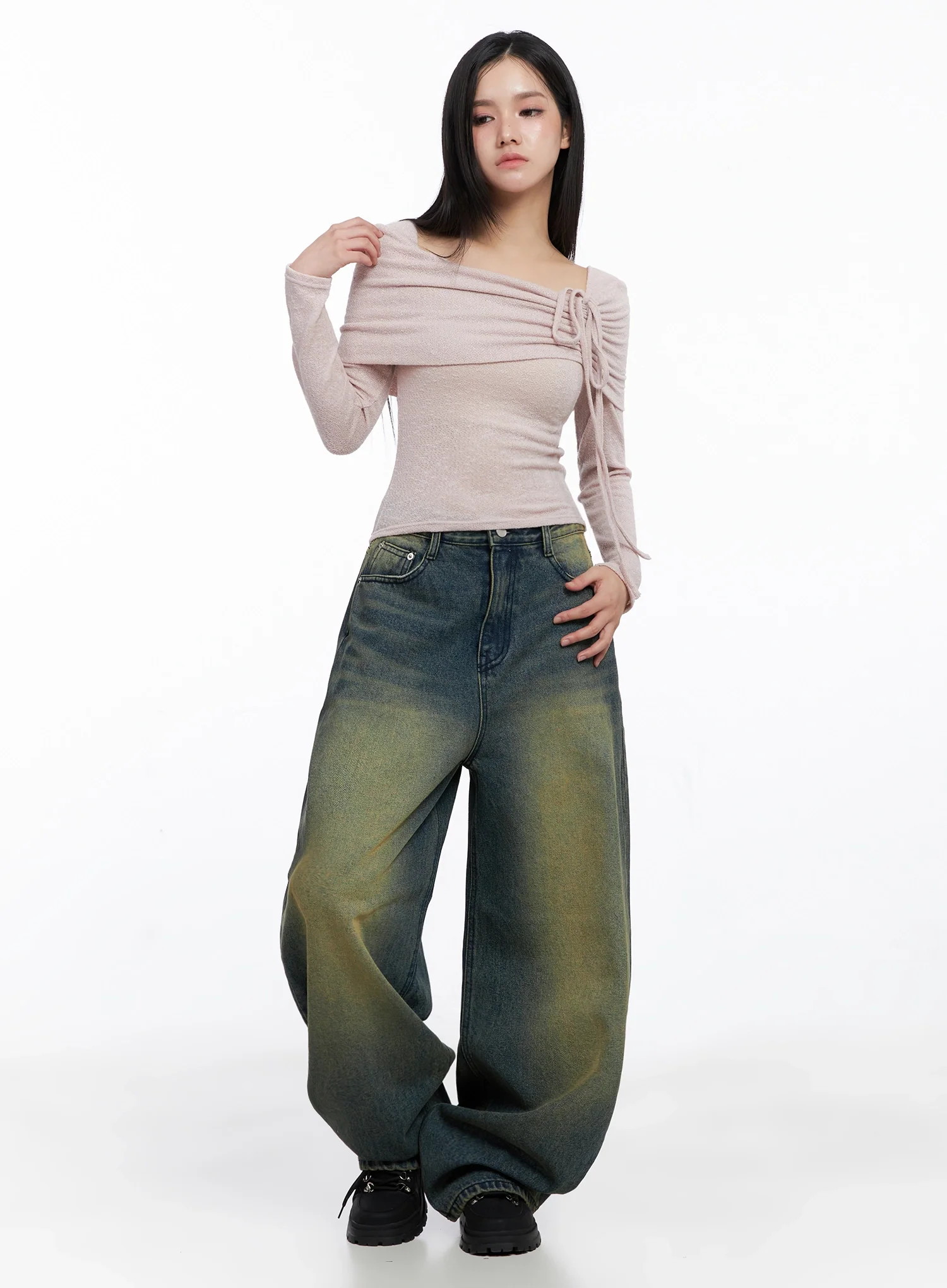 Elora Washed Baggy Jeans IS525 - Image 11