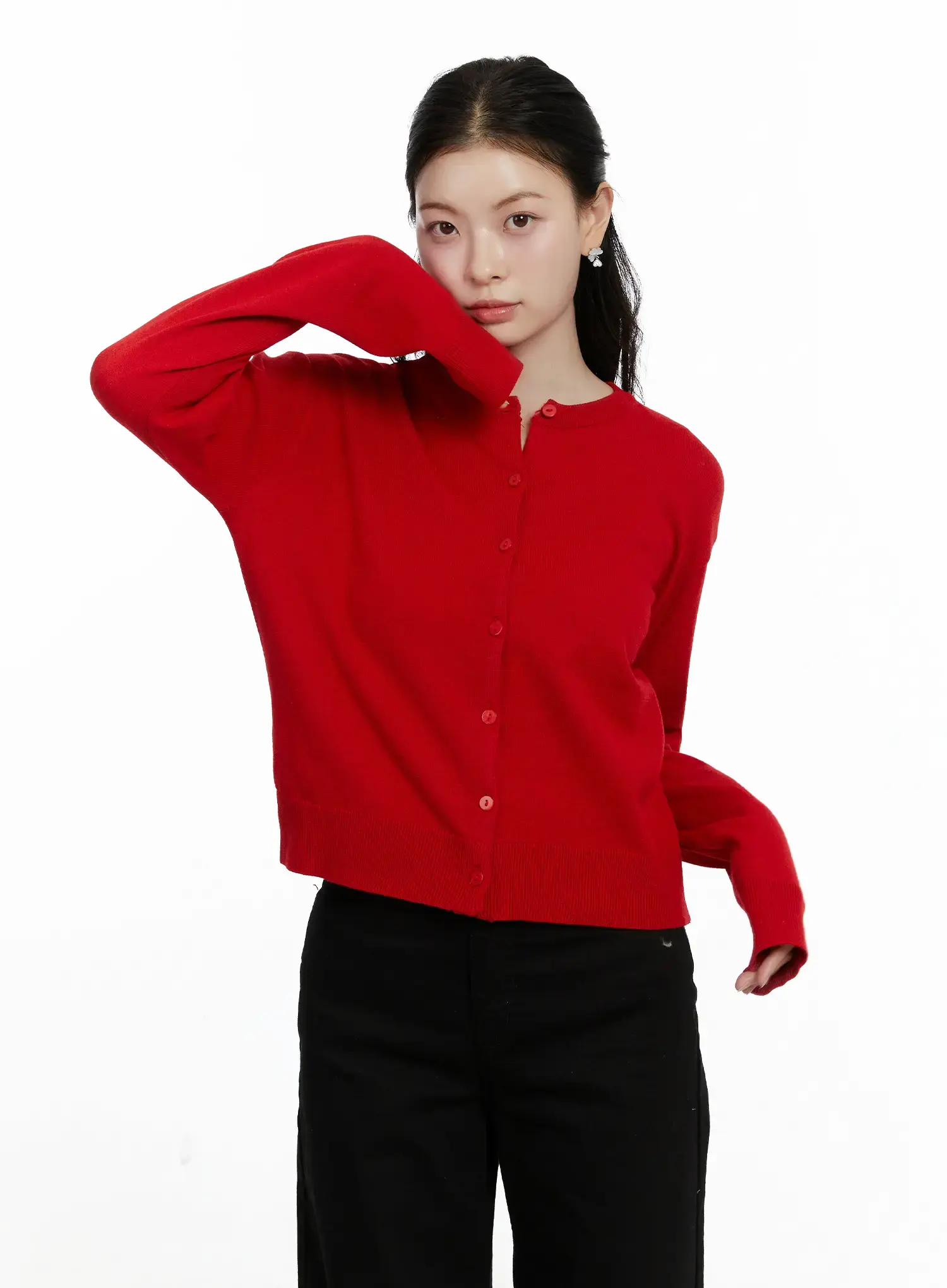 Essential Button-Up Knit Cardigan F502 - Image 8
