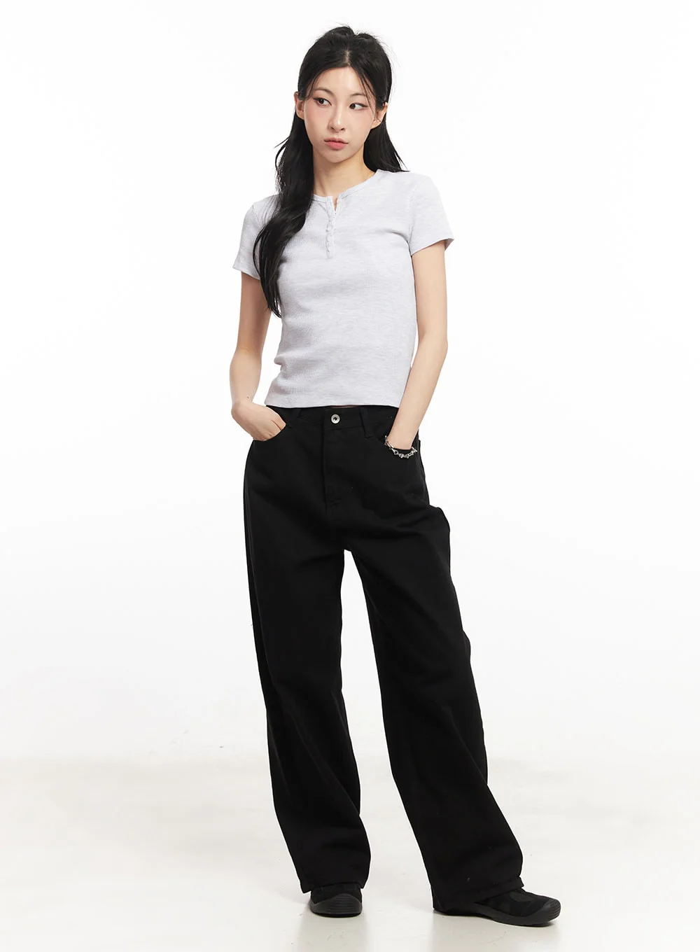 Essential Henley Button Top CA516 - Image 2