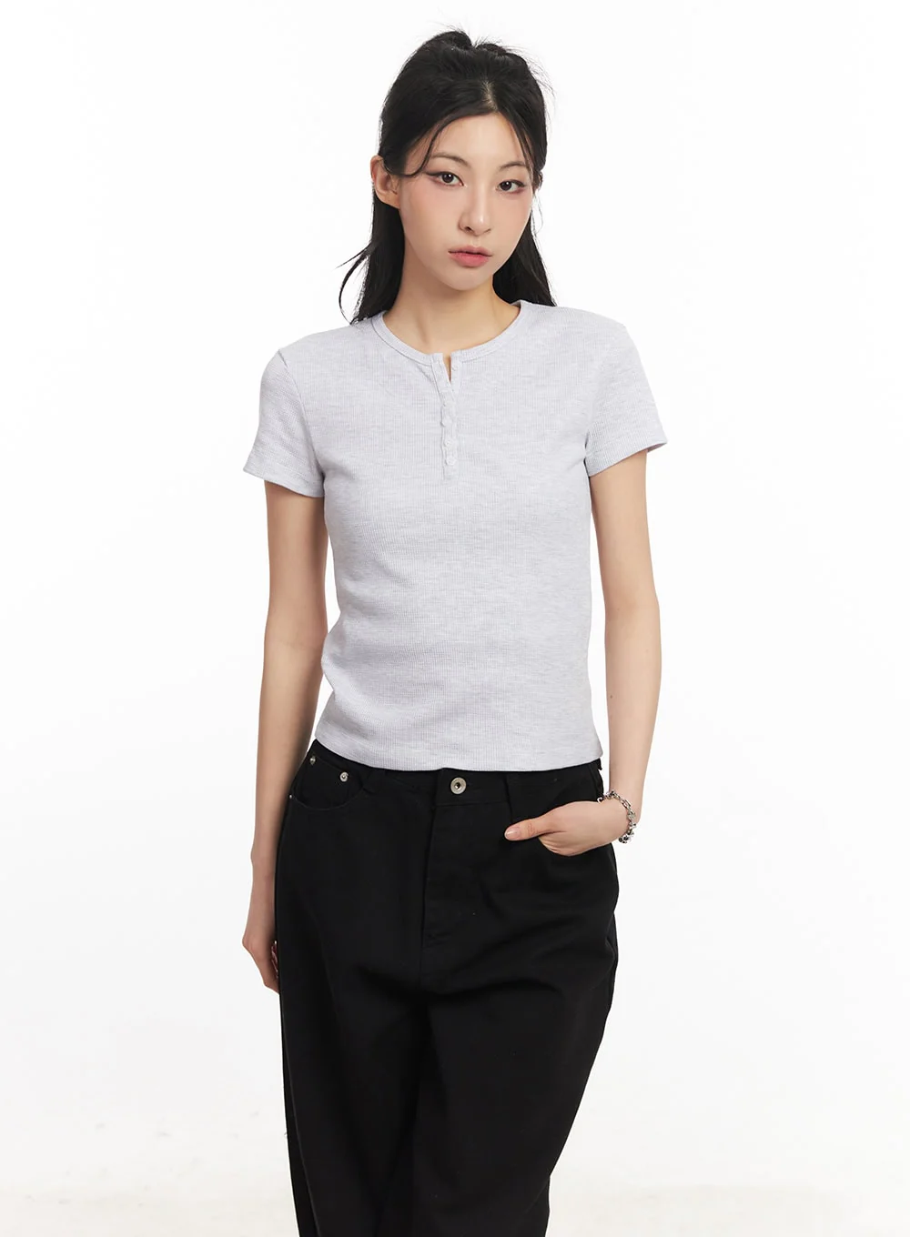 Essential Henley Button Top CA516 - Image 9