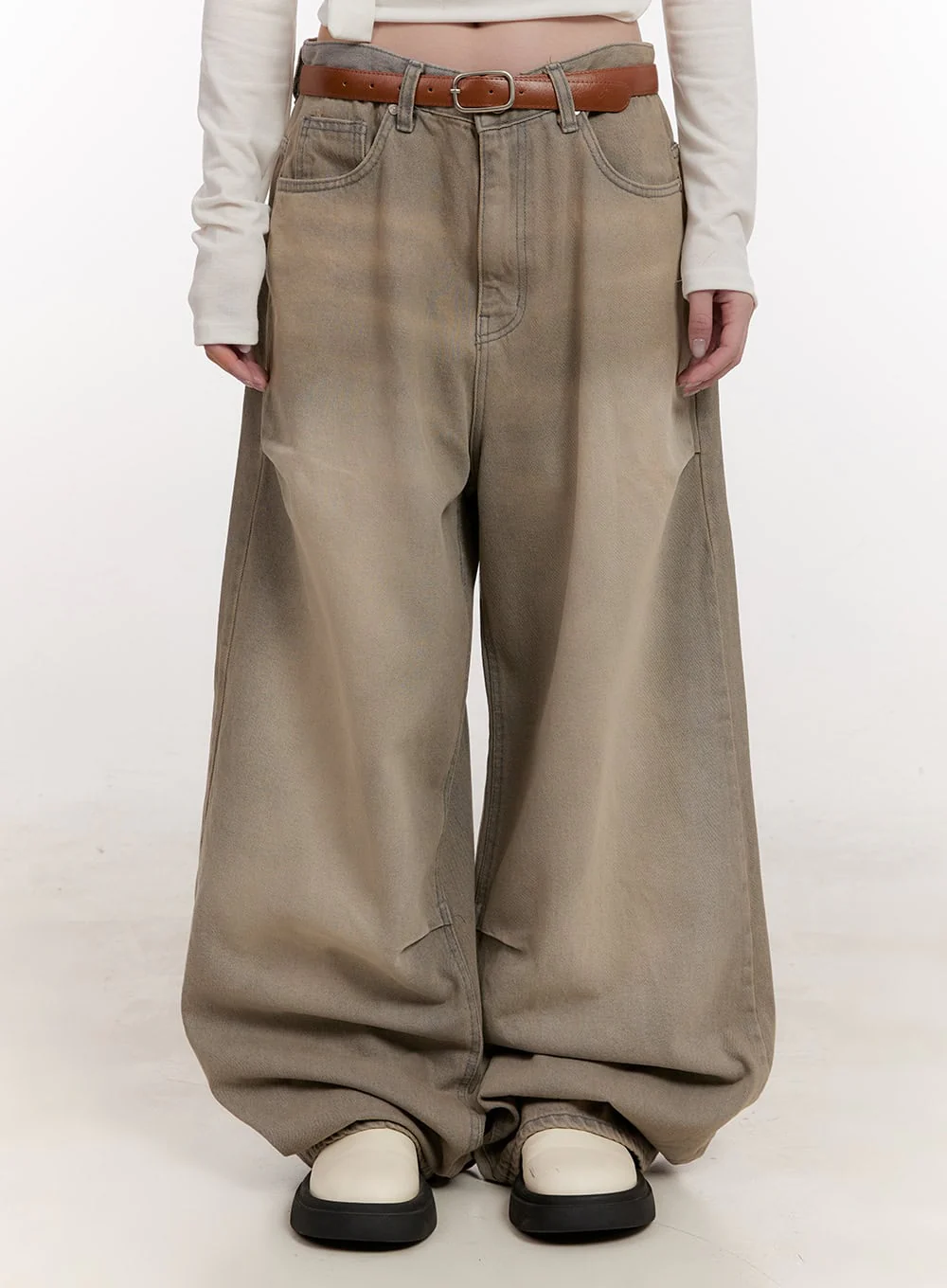 Eunice Pintuck Washed Baggy Jeans CJ531 - Image 6