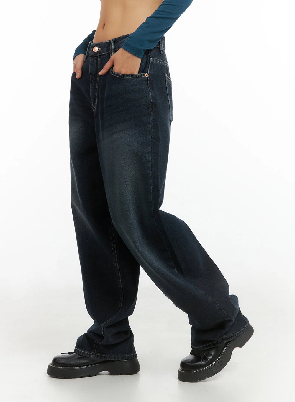 Evelyn Washed Baggy Jeans (Dark Blue) IS402 - Image 4