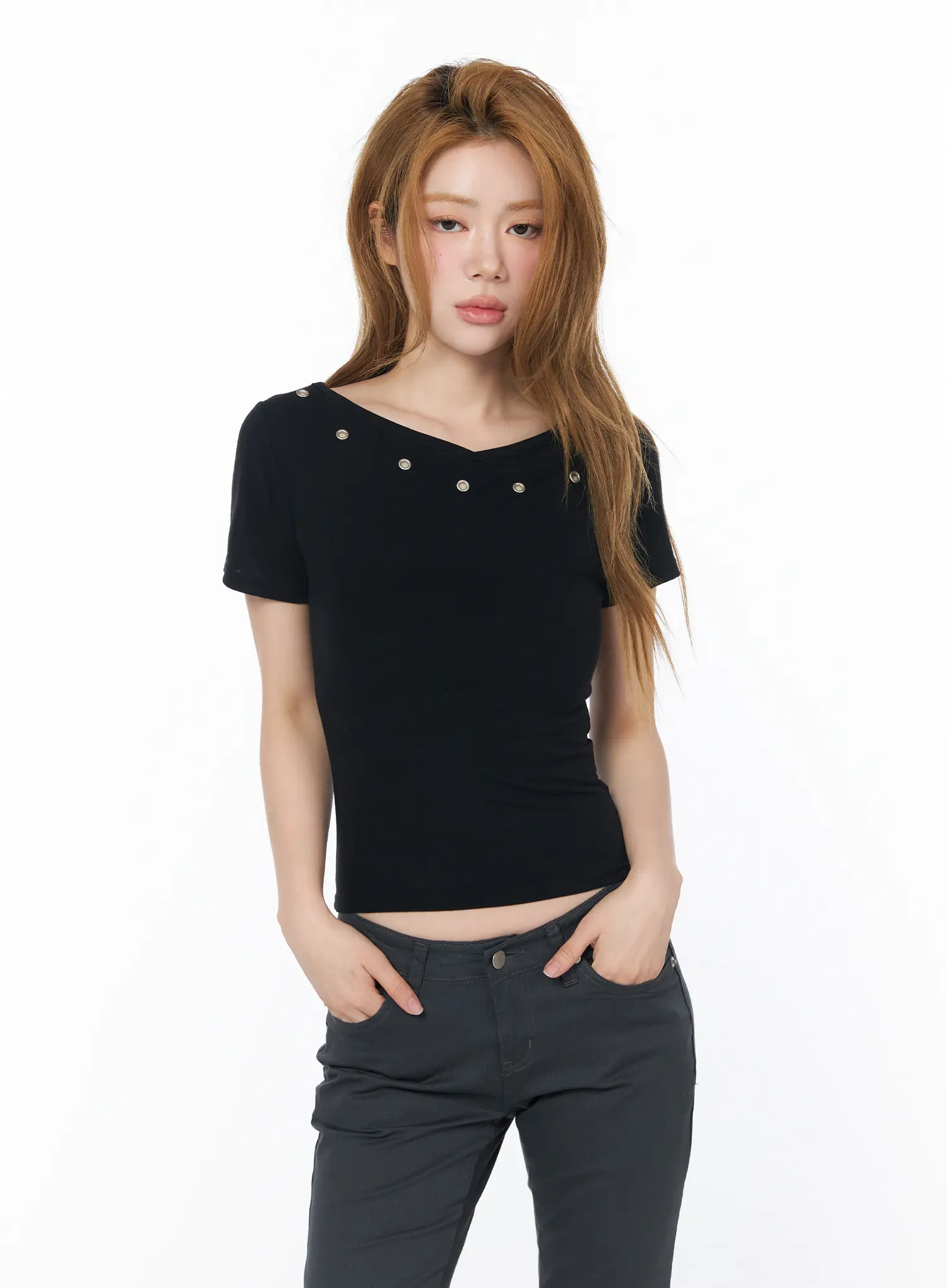 Eyelet Short Sleeve Tee CY505 - Image 9