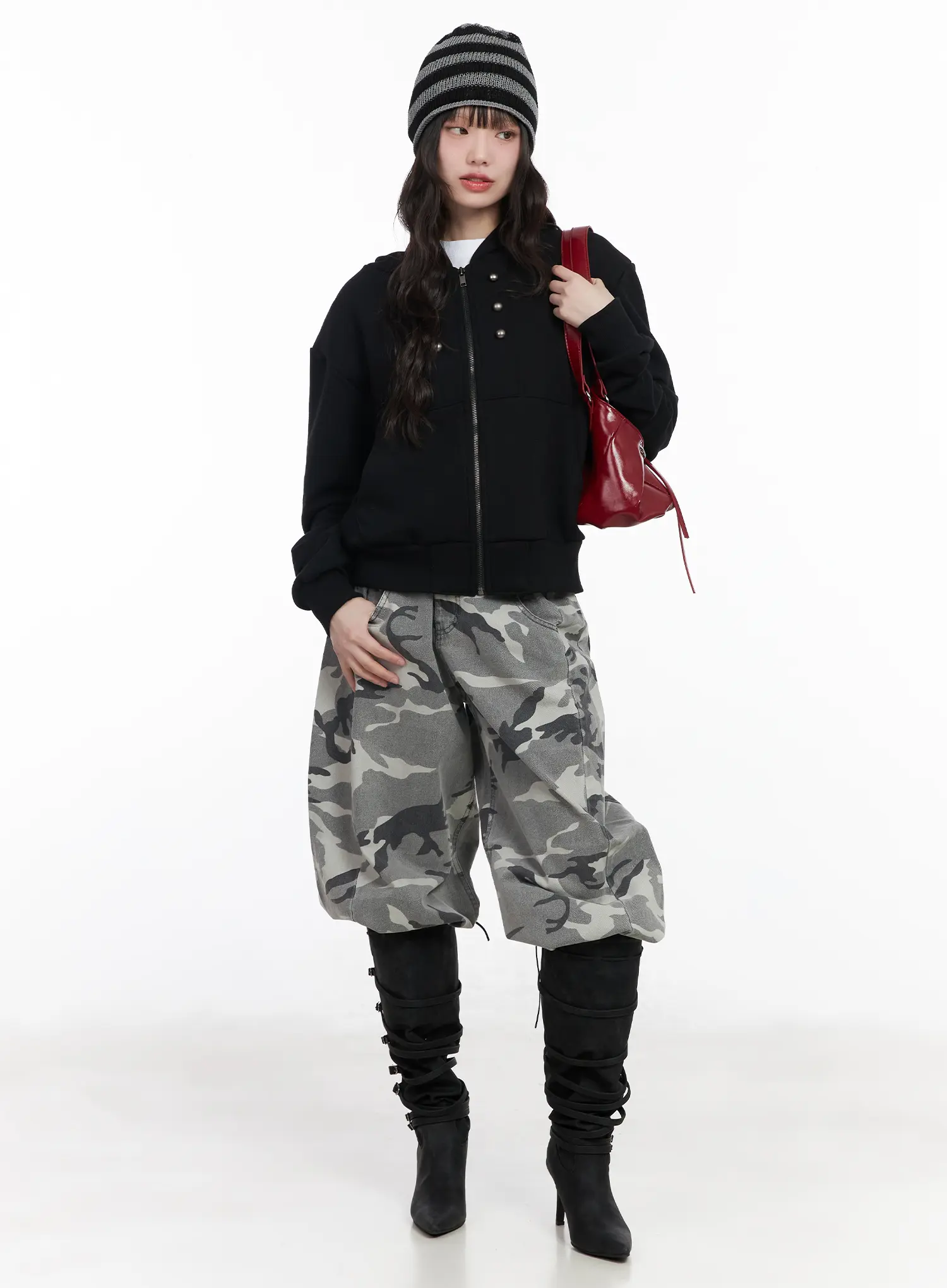 Eyelet Zip-Up Hoodie CM526 - Image 3
