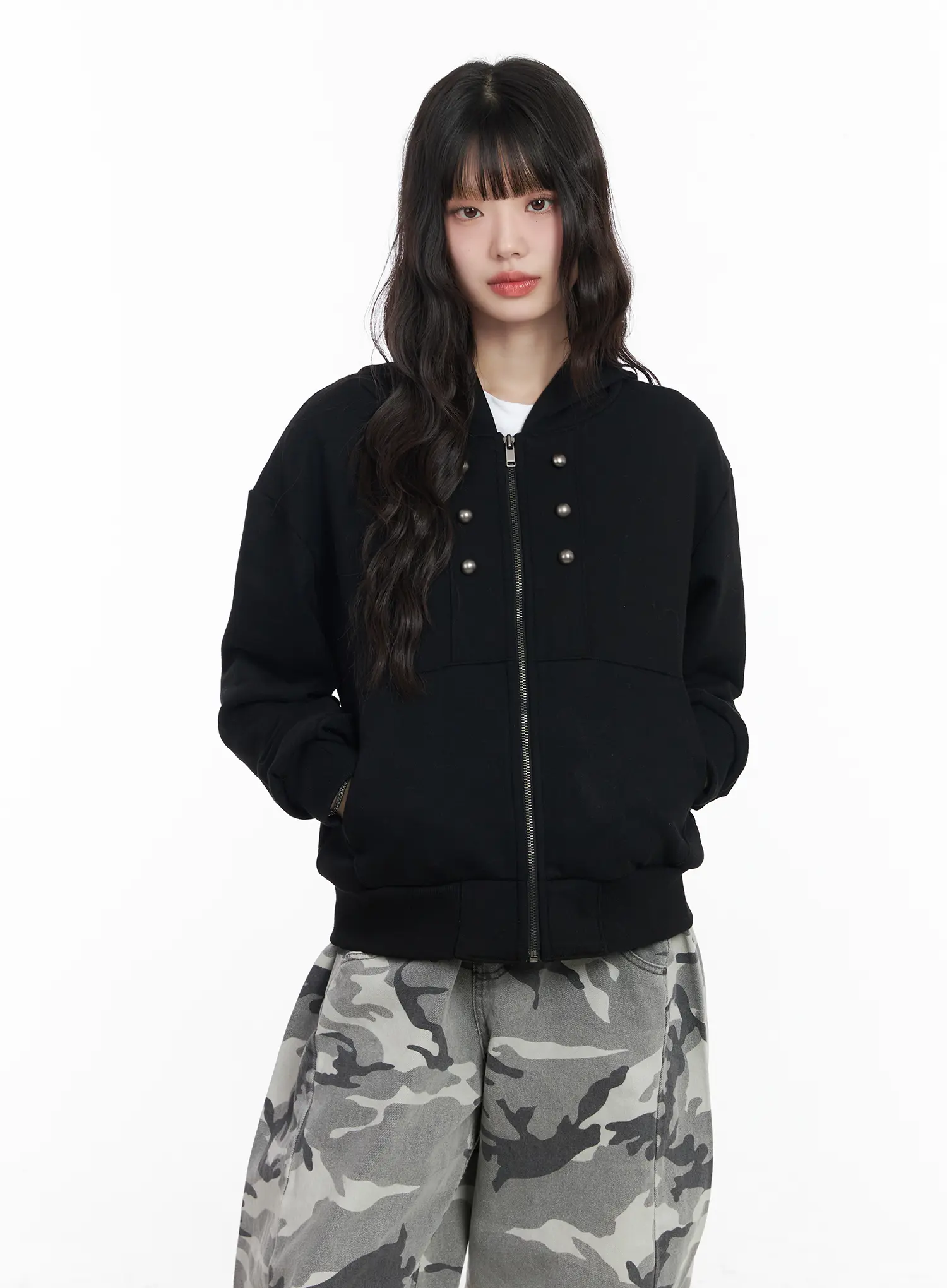 Eyelet Zip-Up Hoodie CM526 - Image 4